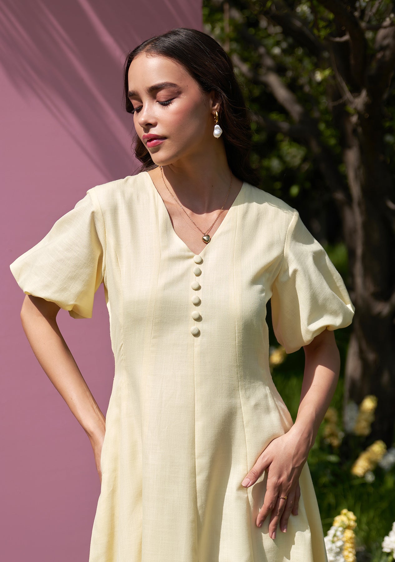 Pia Midi Dress (Butter Yellow) As seen on Appurva