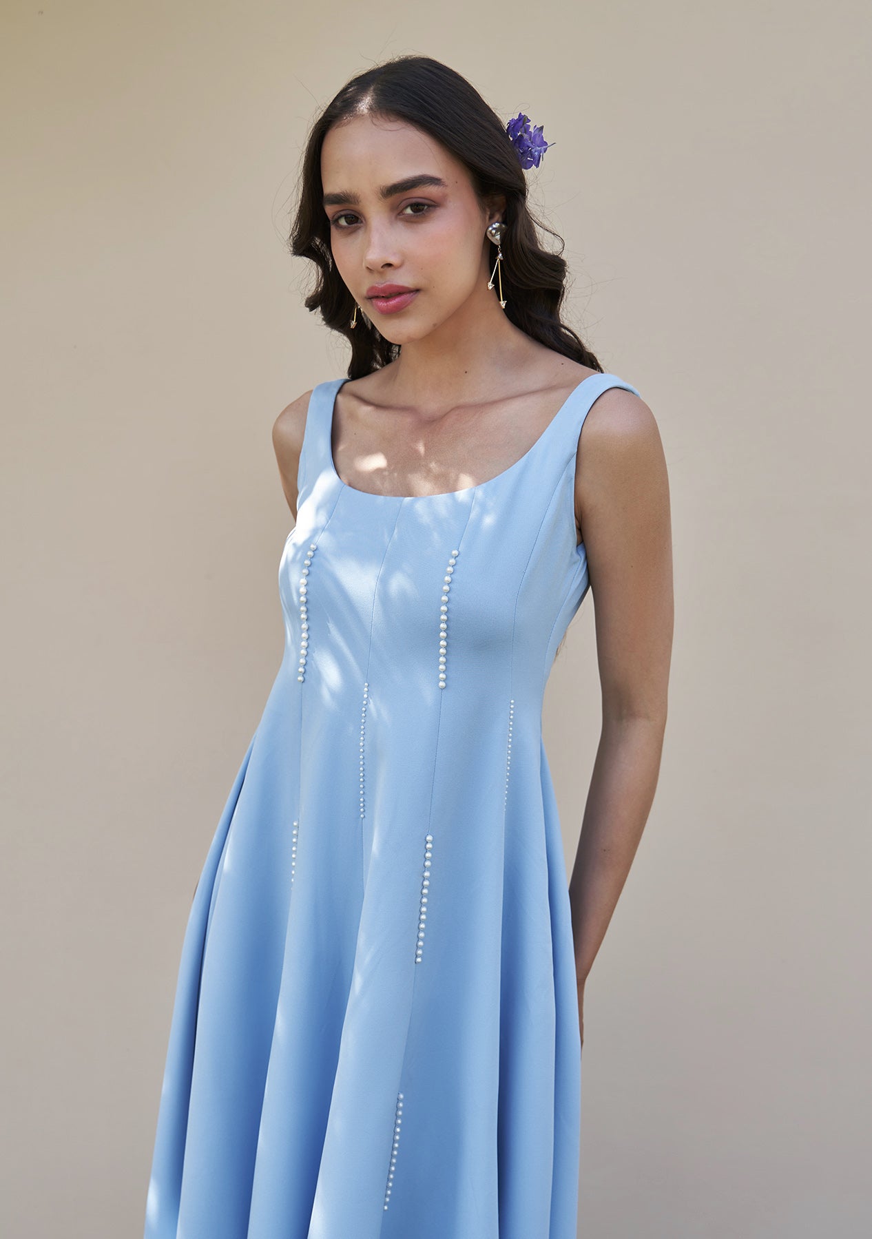 Caroline Midi Dress (Powder Blue)