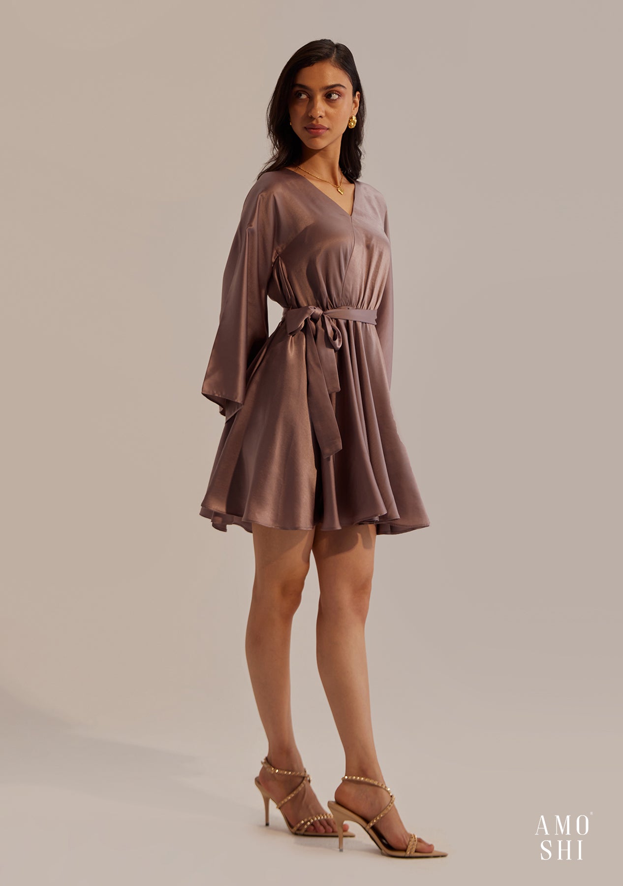 Angie Mini Dress (Taupe)