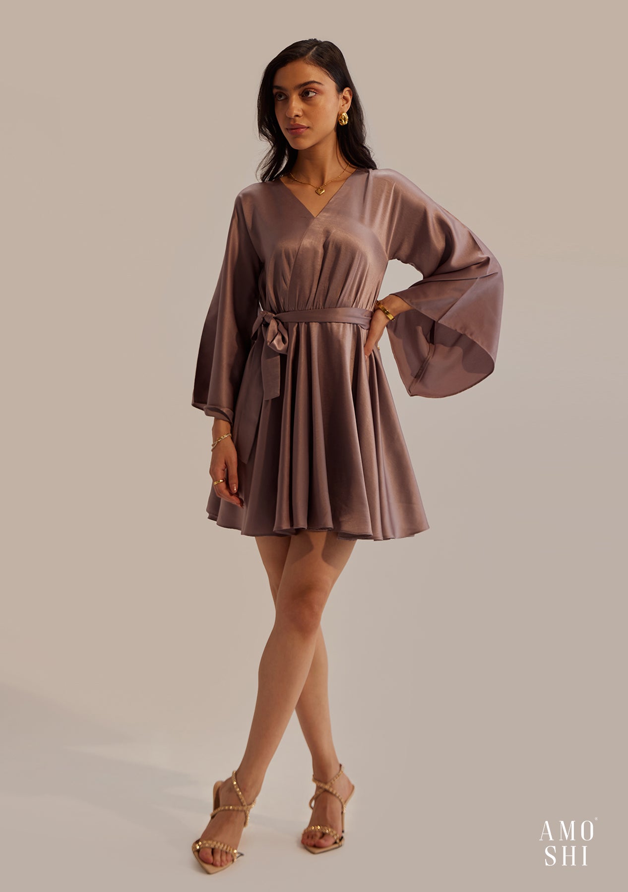 Angie Mini Dress (Taupe)