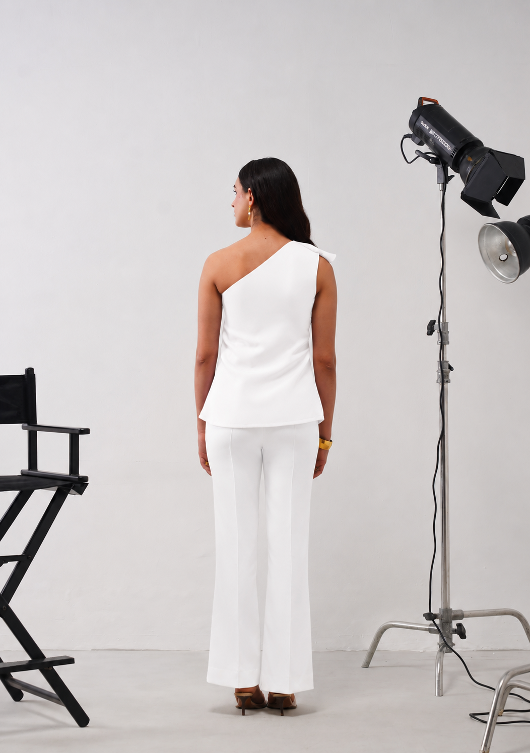 One-Shoulder Cascade Top (White)
