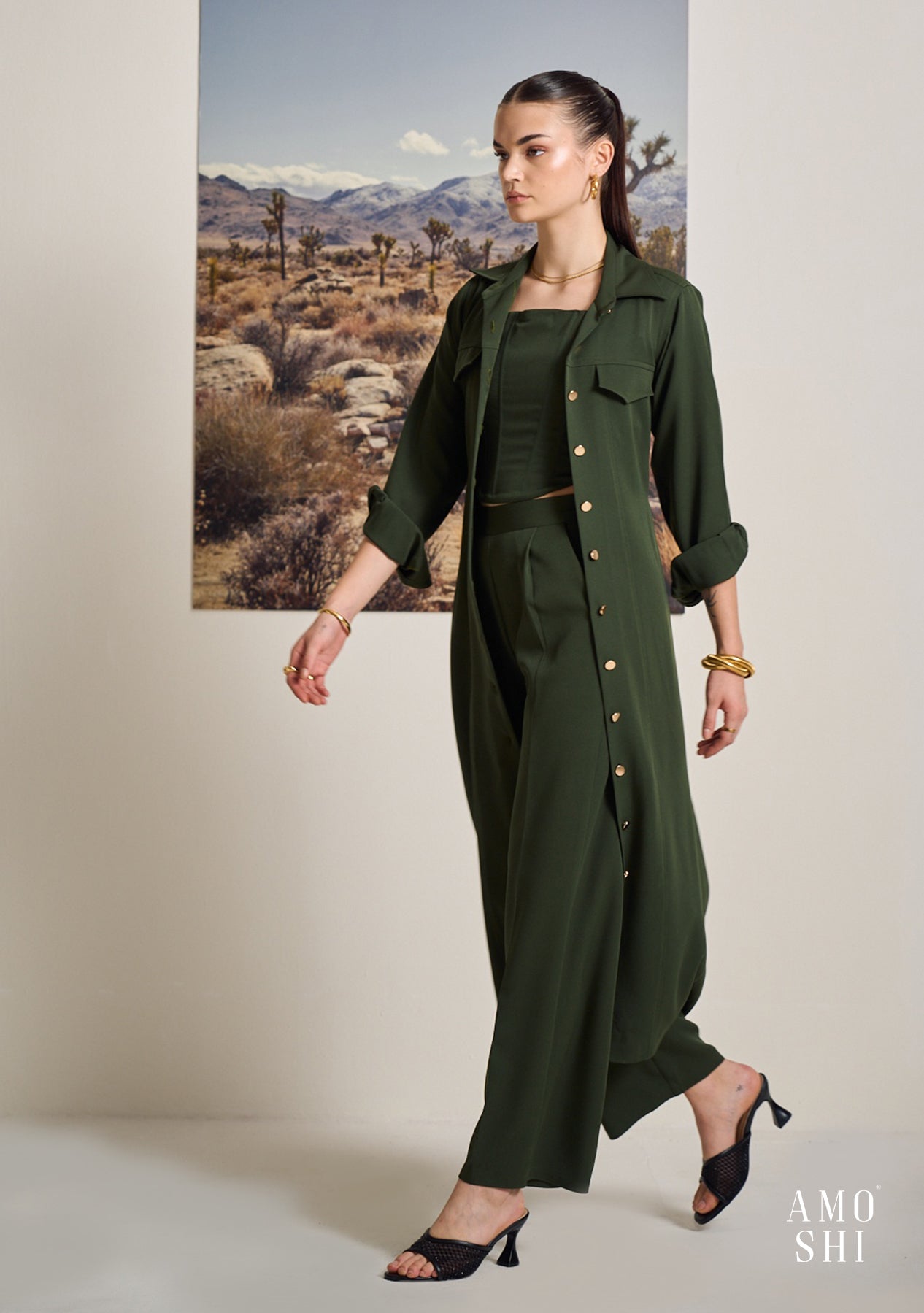 Tress Midi Dress (Olive)