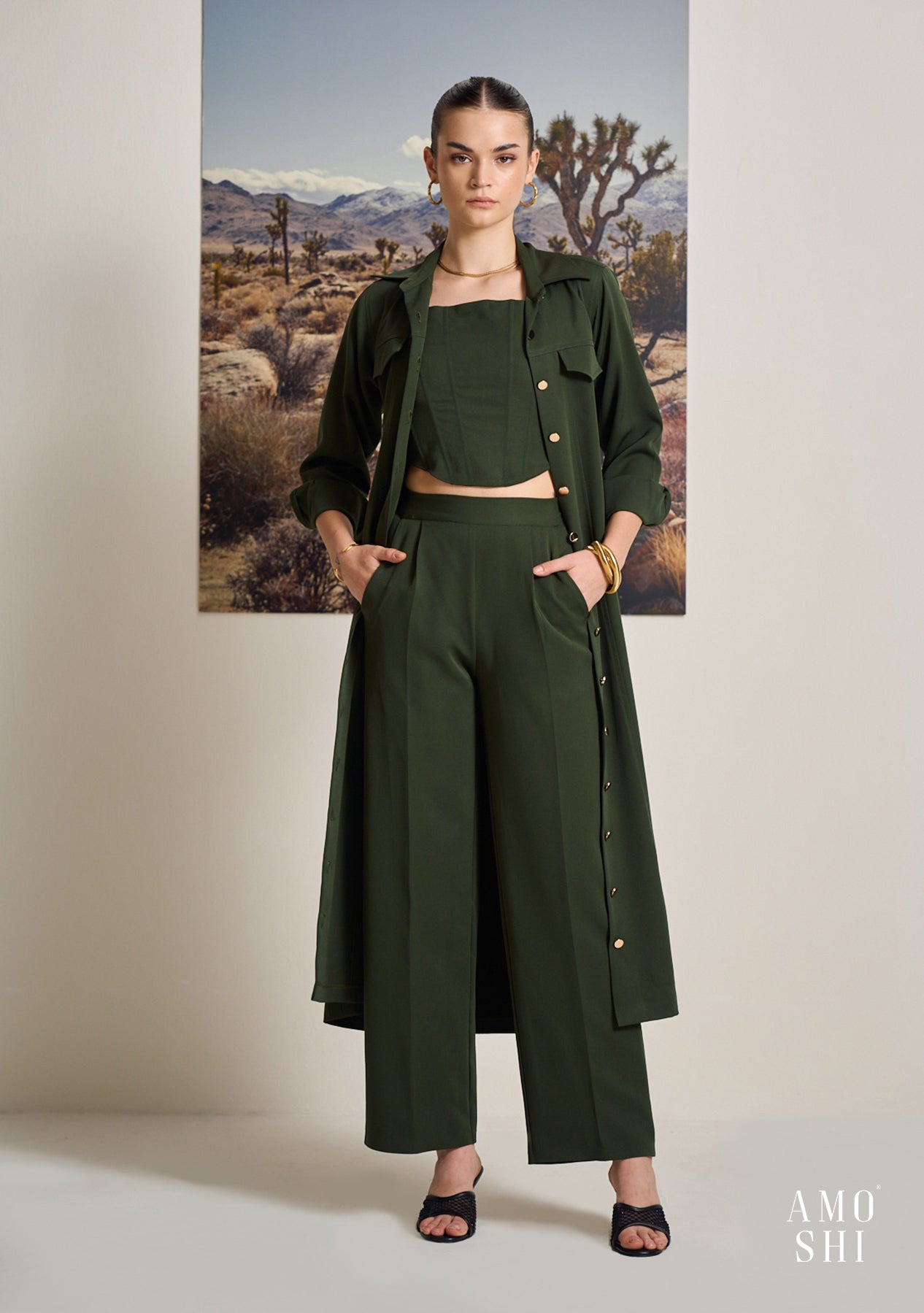 Tress Midi Dress (Olive)