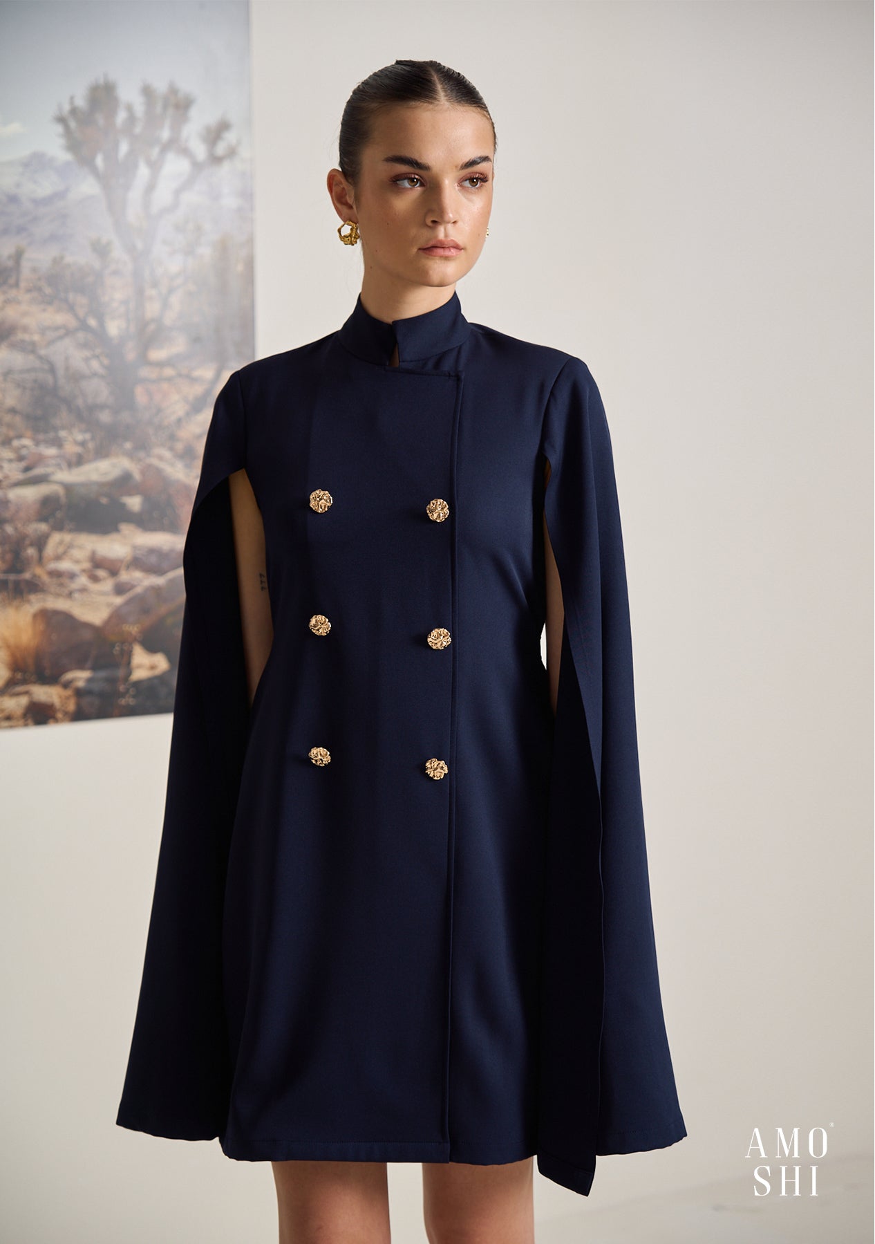 Cape Dress (Navy)