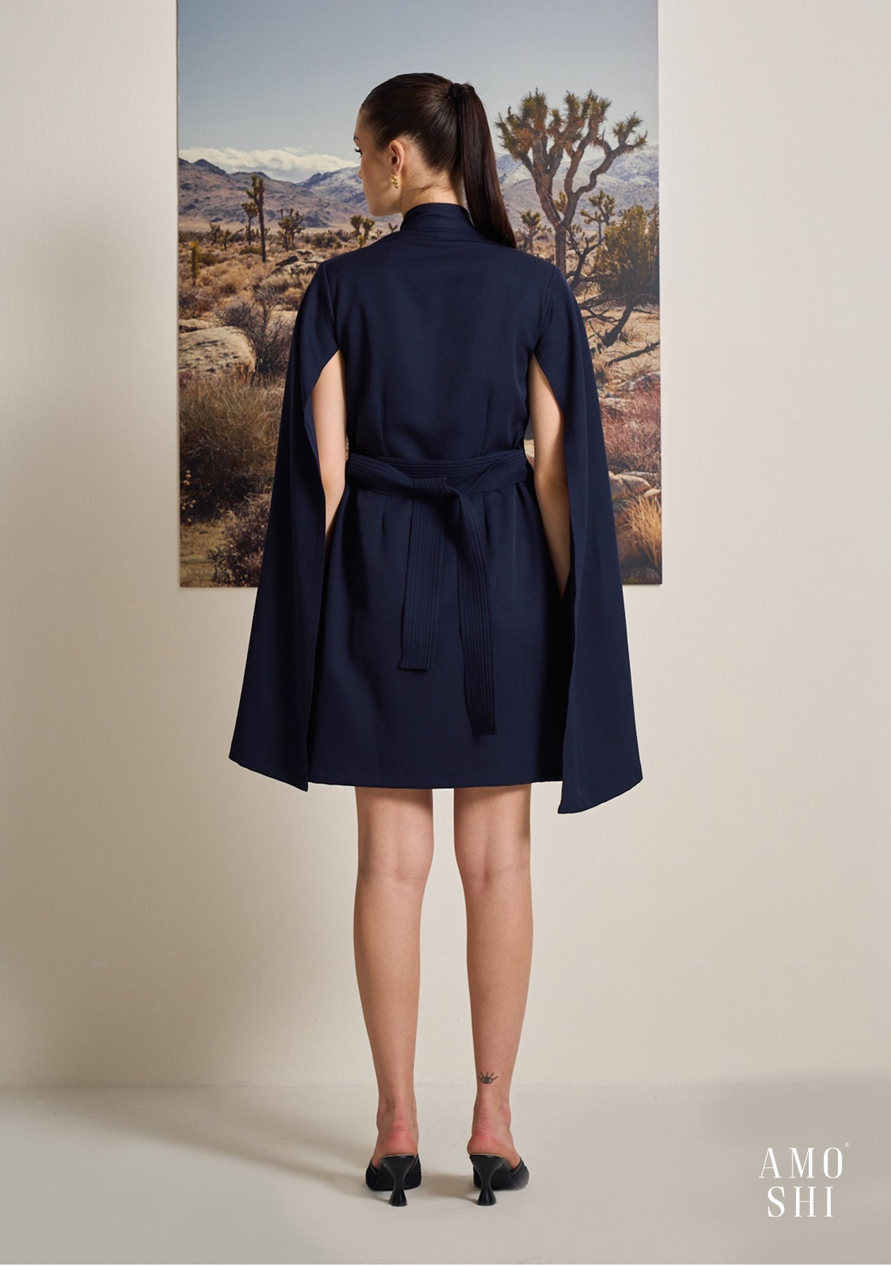 Cape Dress (Navy)