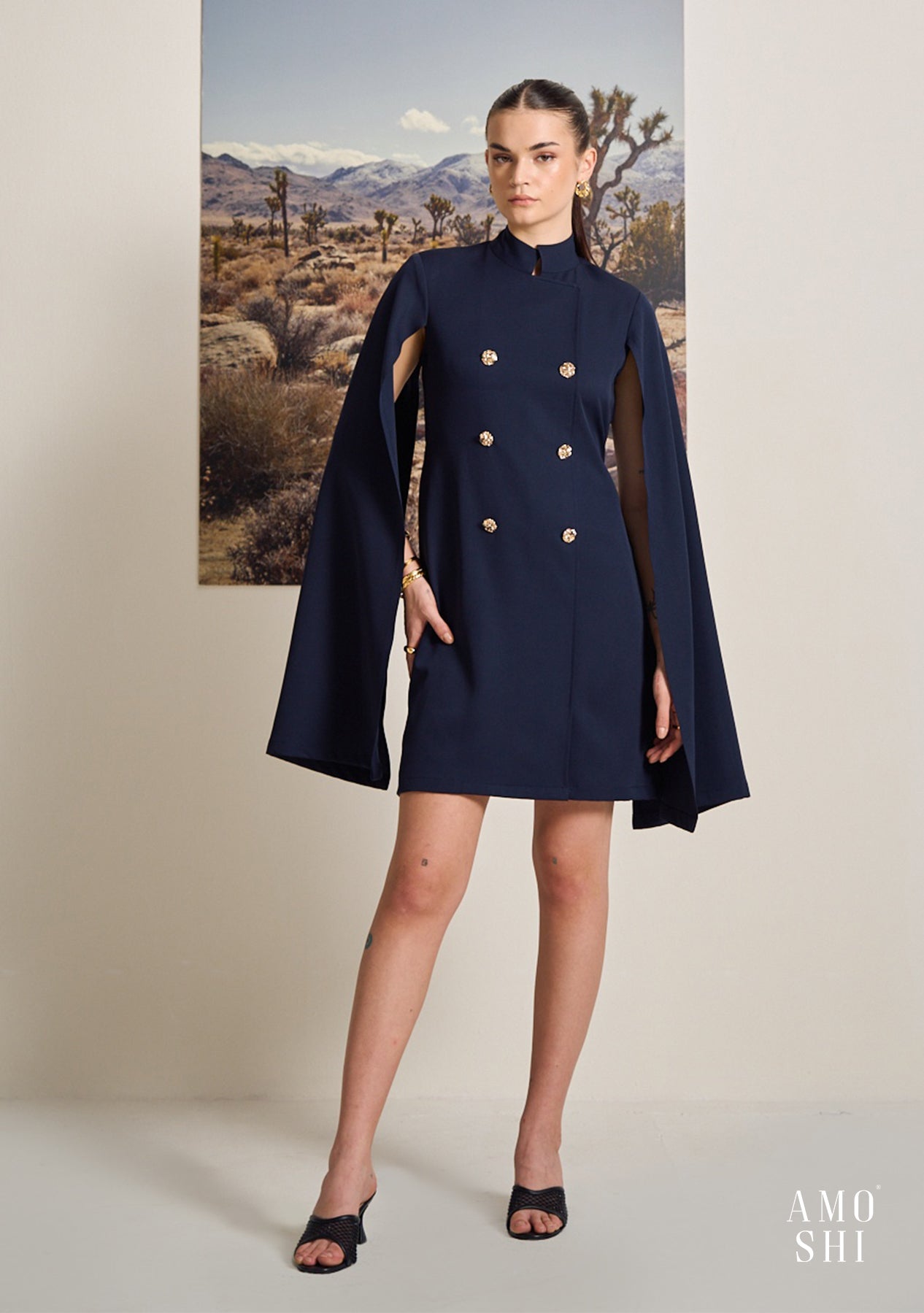 Cape Dress (Navy)