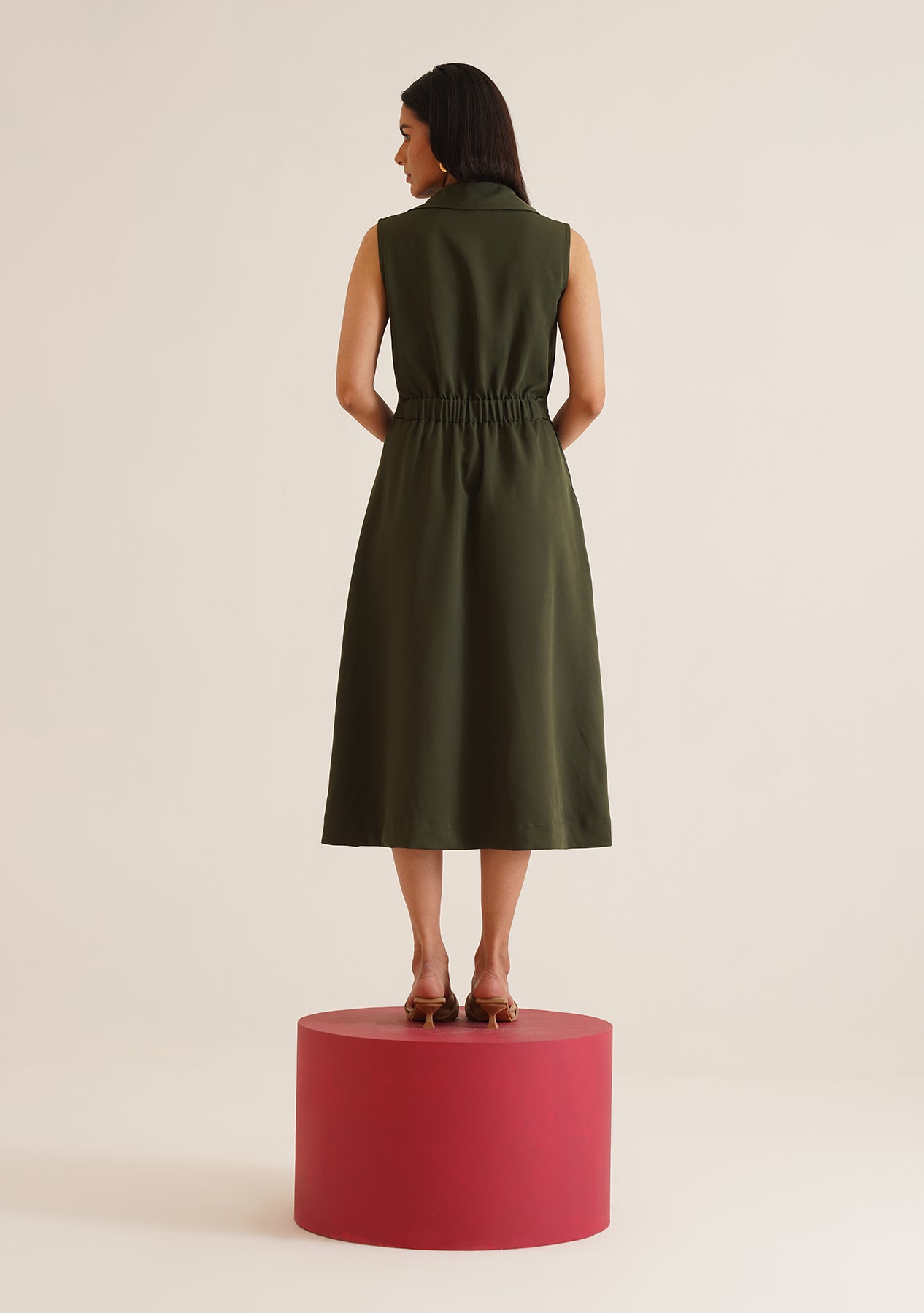 Gaia Midi Dress (Olive Green)