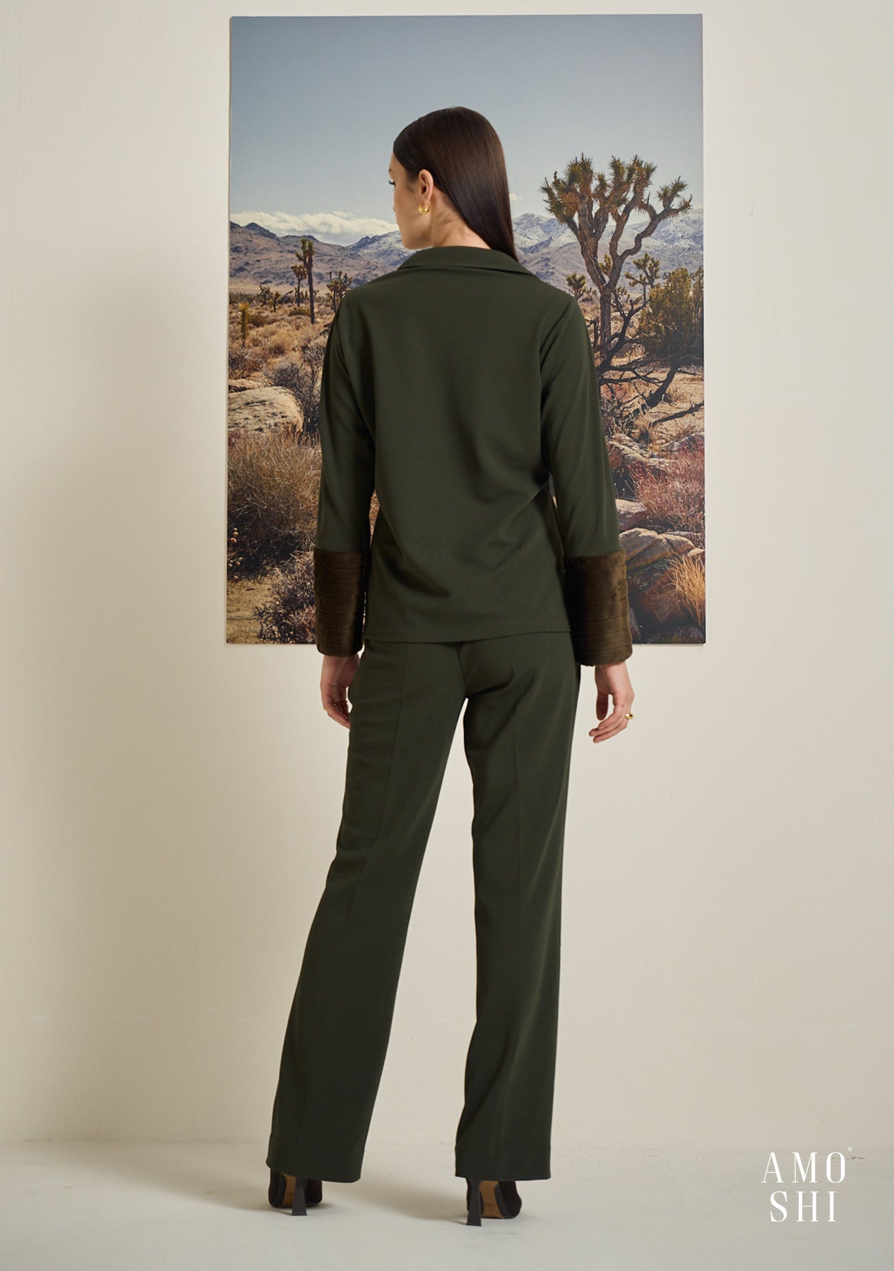 Sherry Fur Cuff Shirt (Olive)