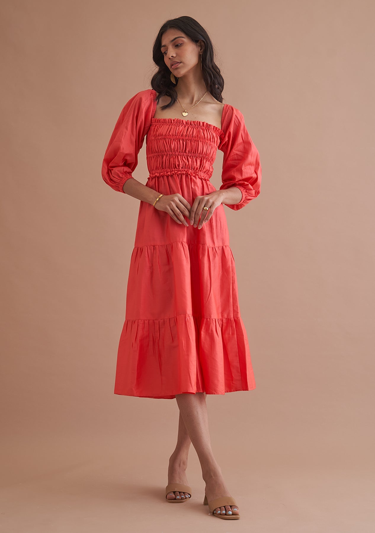 Love Midi Dress (Red) as seen on Isha Bansal