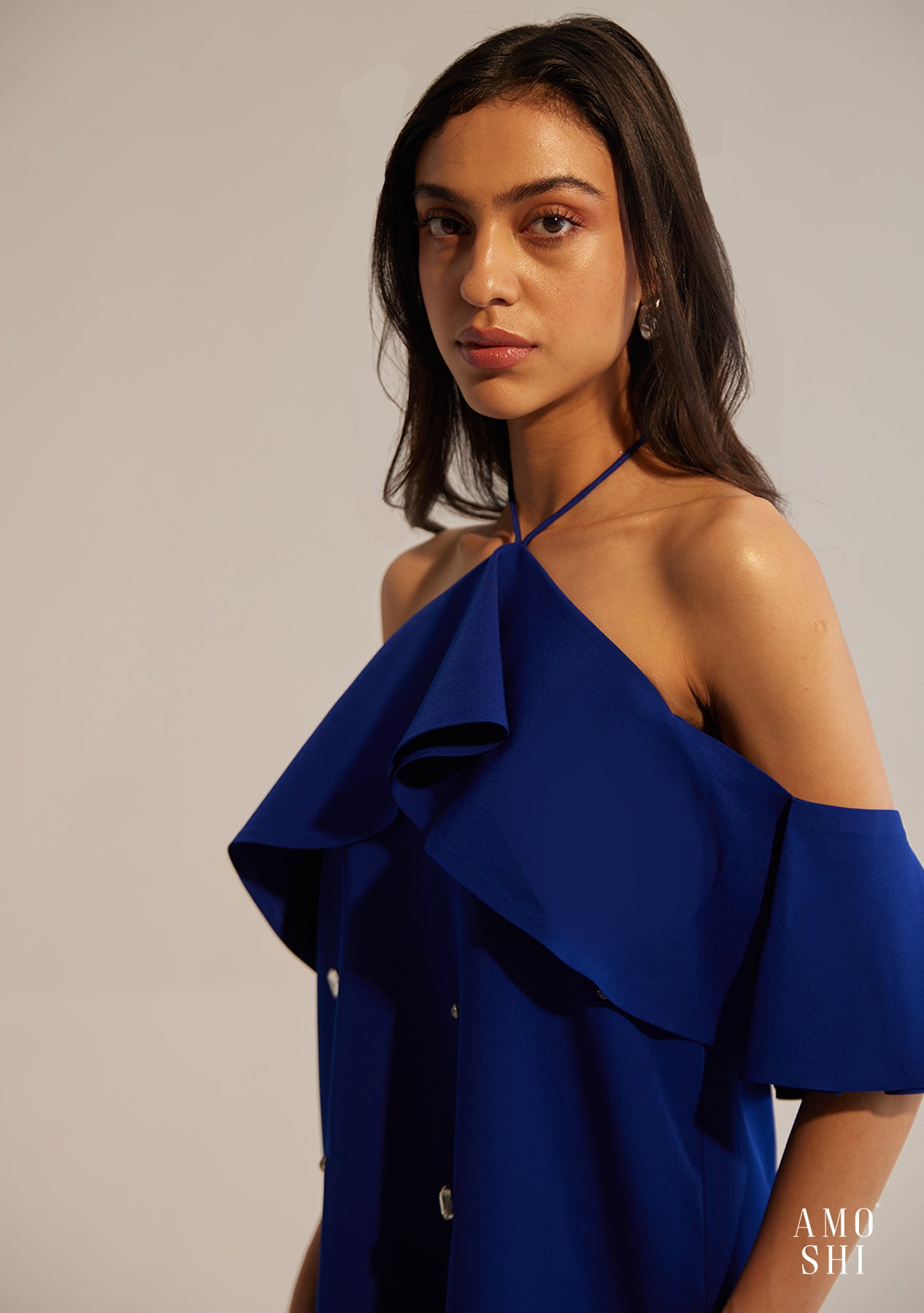 Rene Halter Mini Dress (Blue)