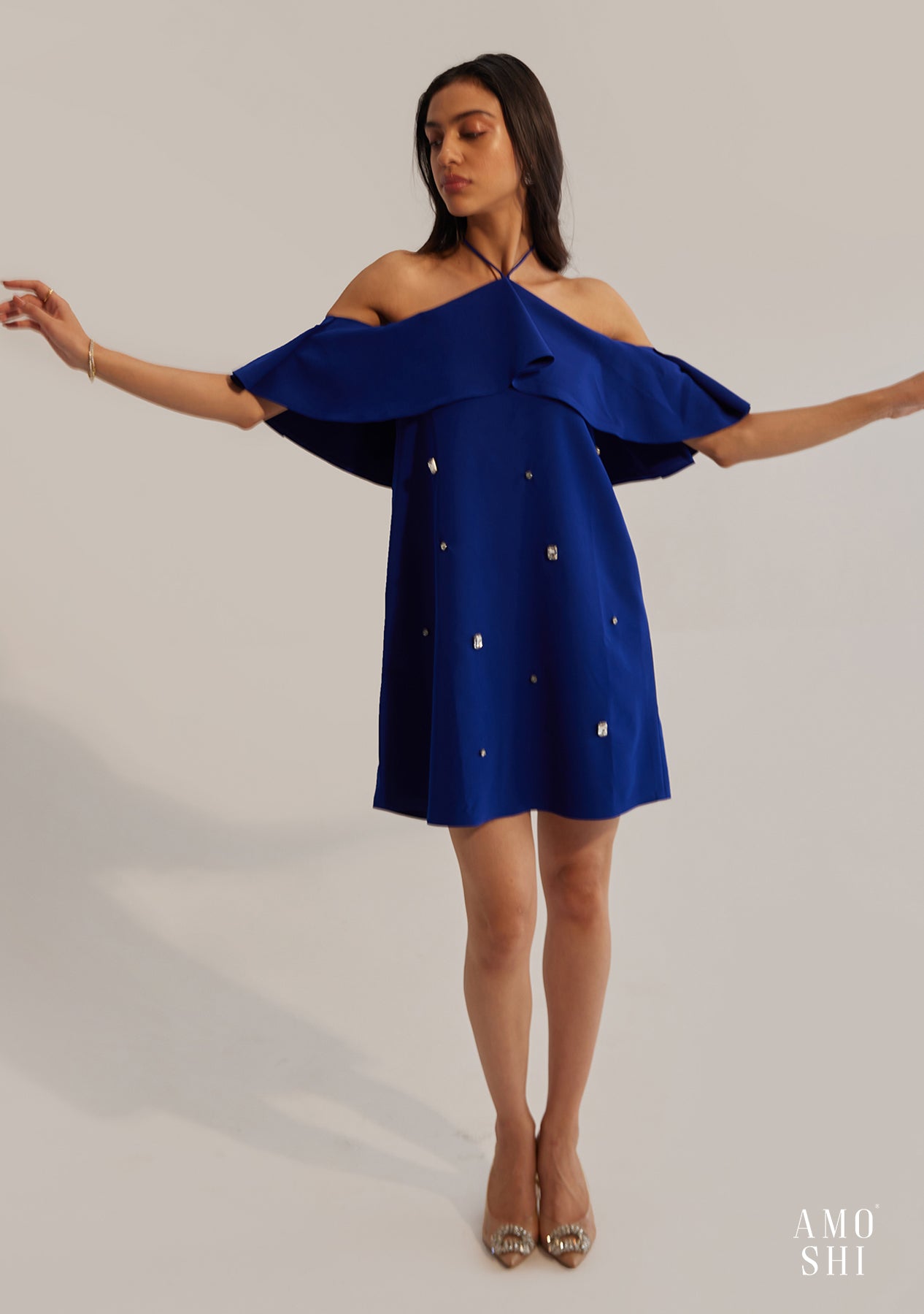 Rene Halter Mini Dress (Blue)