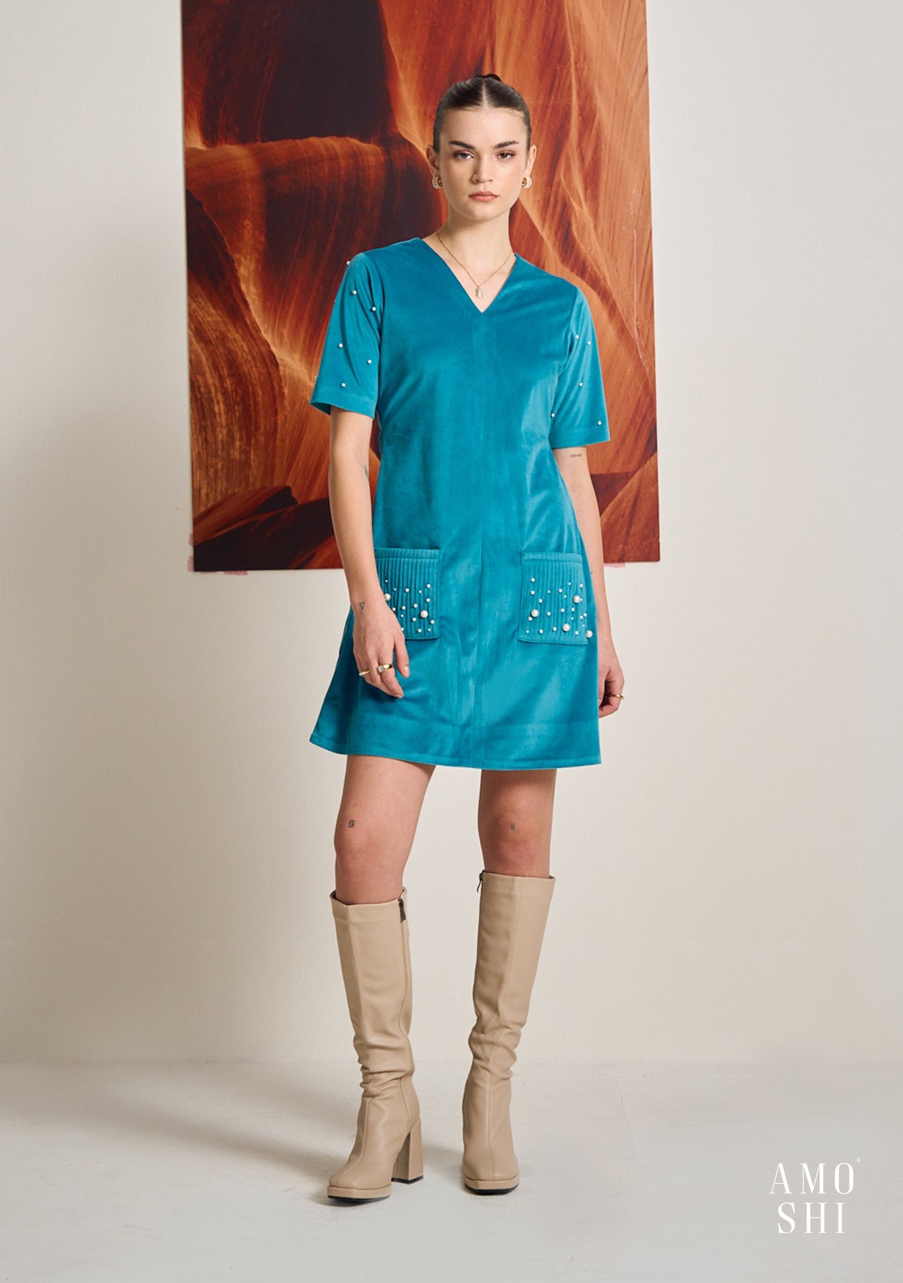 Teal Suede Dress