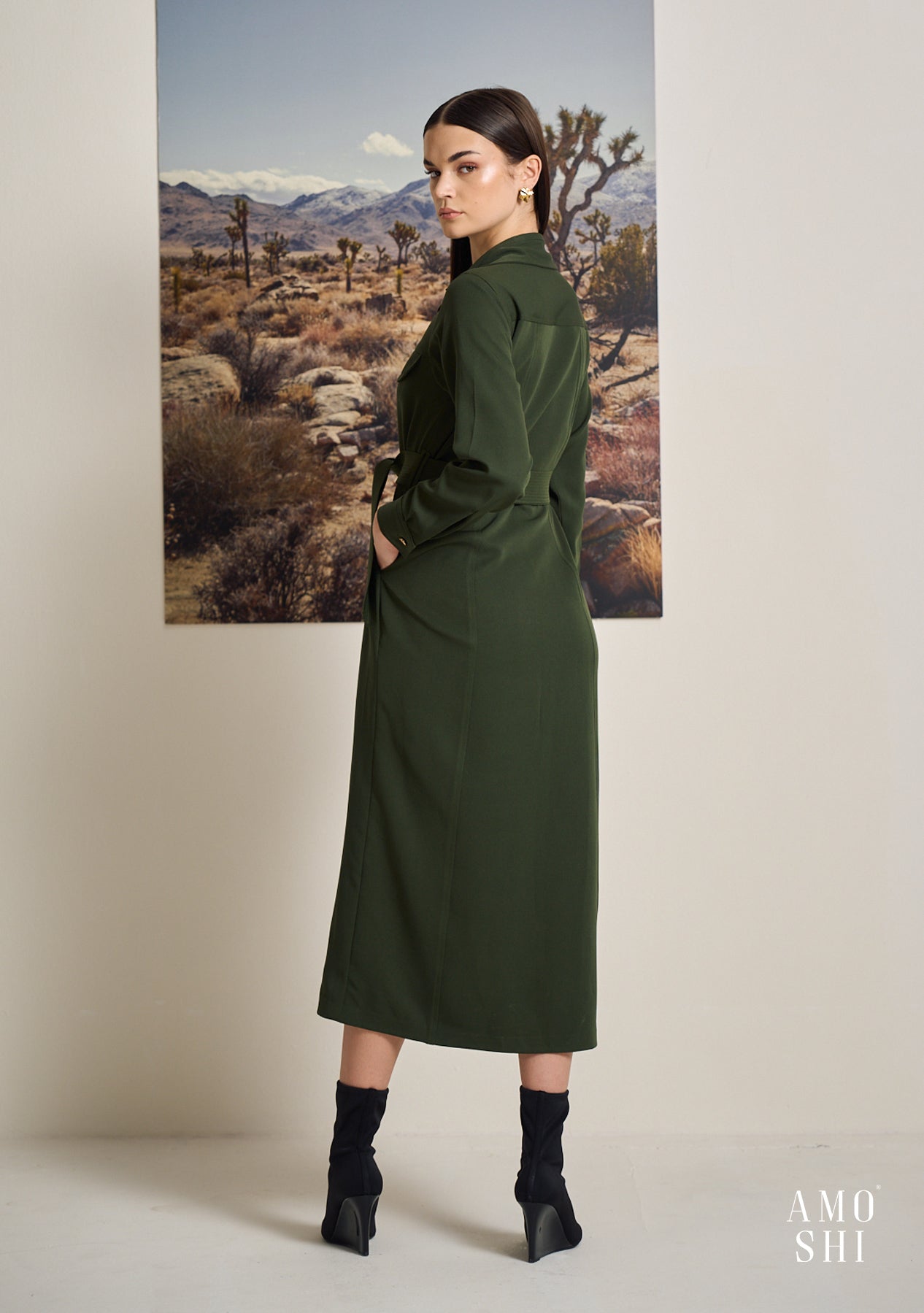 Tress Midi Dress (Olive)