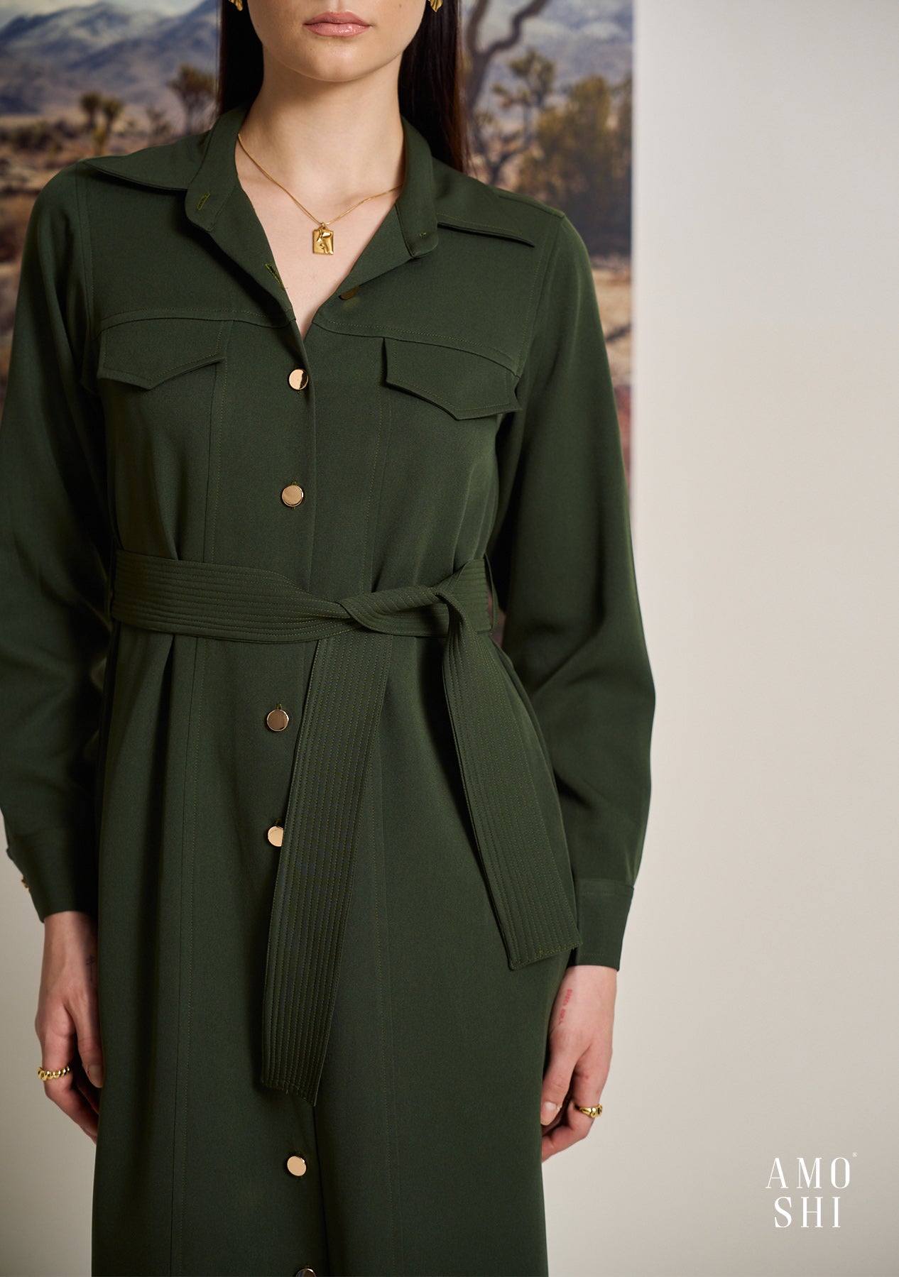 Tress Midi Dress (Olive)