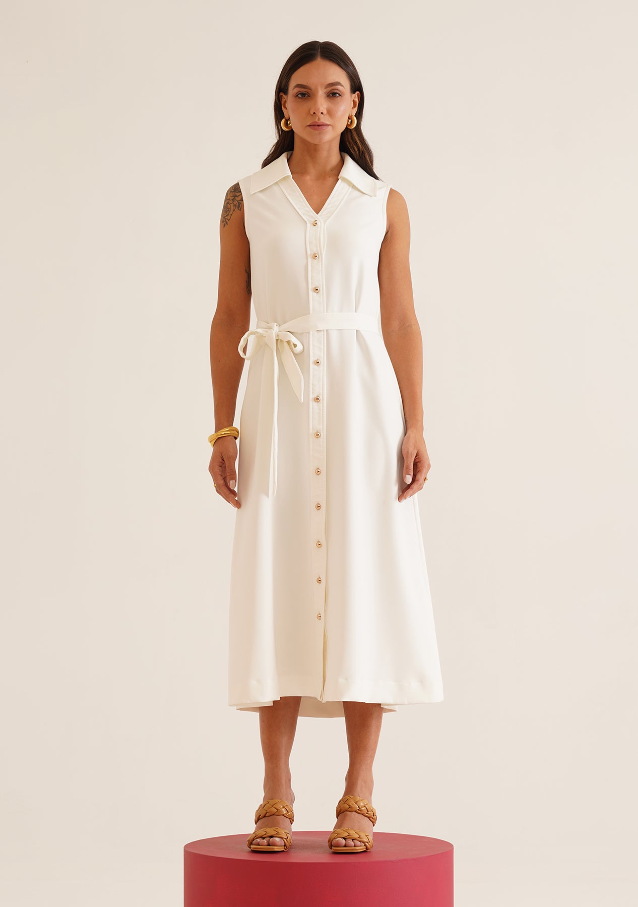 Gaia Midi Dress (White)