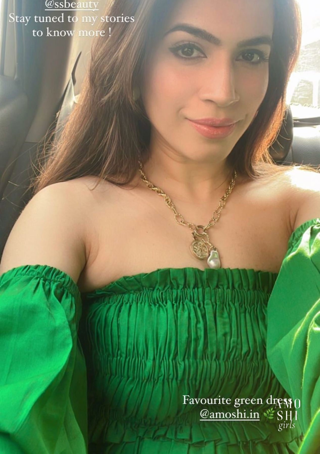 Kanika Khatri As seen in our Dita Dress with detachable sleeves (Green)