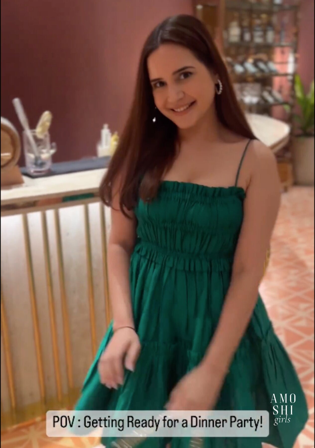 Kanika Khatri As seen in our Dita Dress with detachable sleeves (Green)