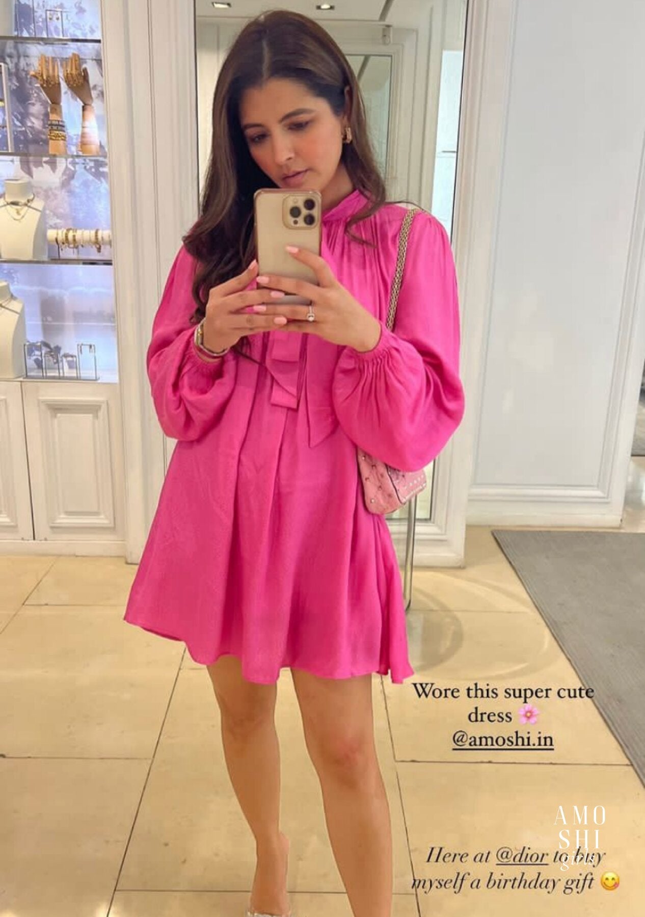 Sanjana Sanghi As seen in our Blair Dress (Pink)