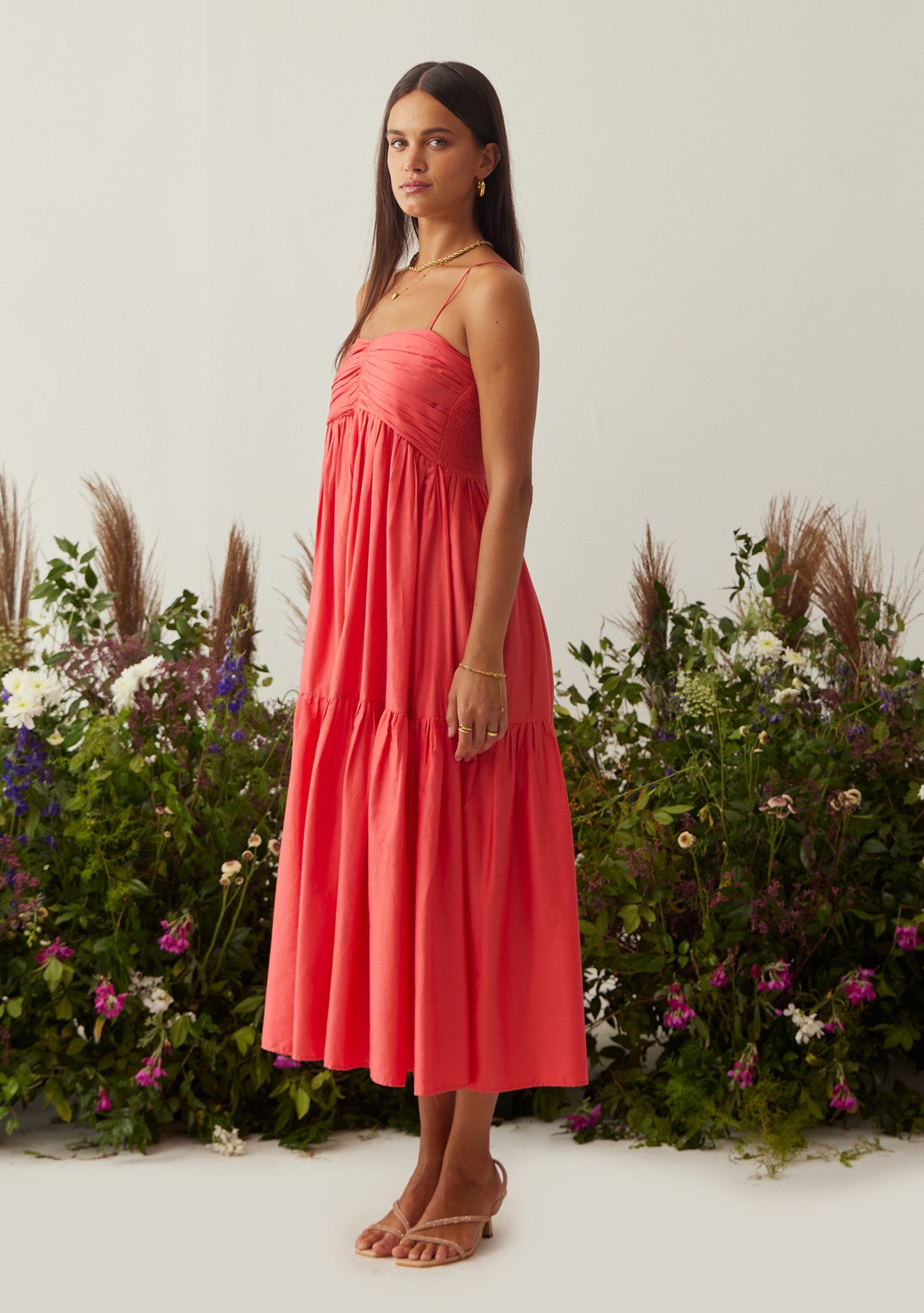 Lea Dress with detachable sleeves (Red)