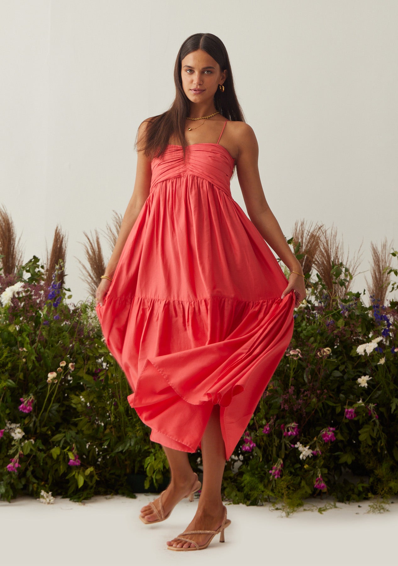 Lea Dress with detachable sleeves (Red)