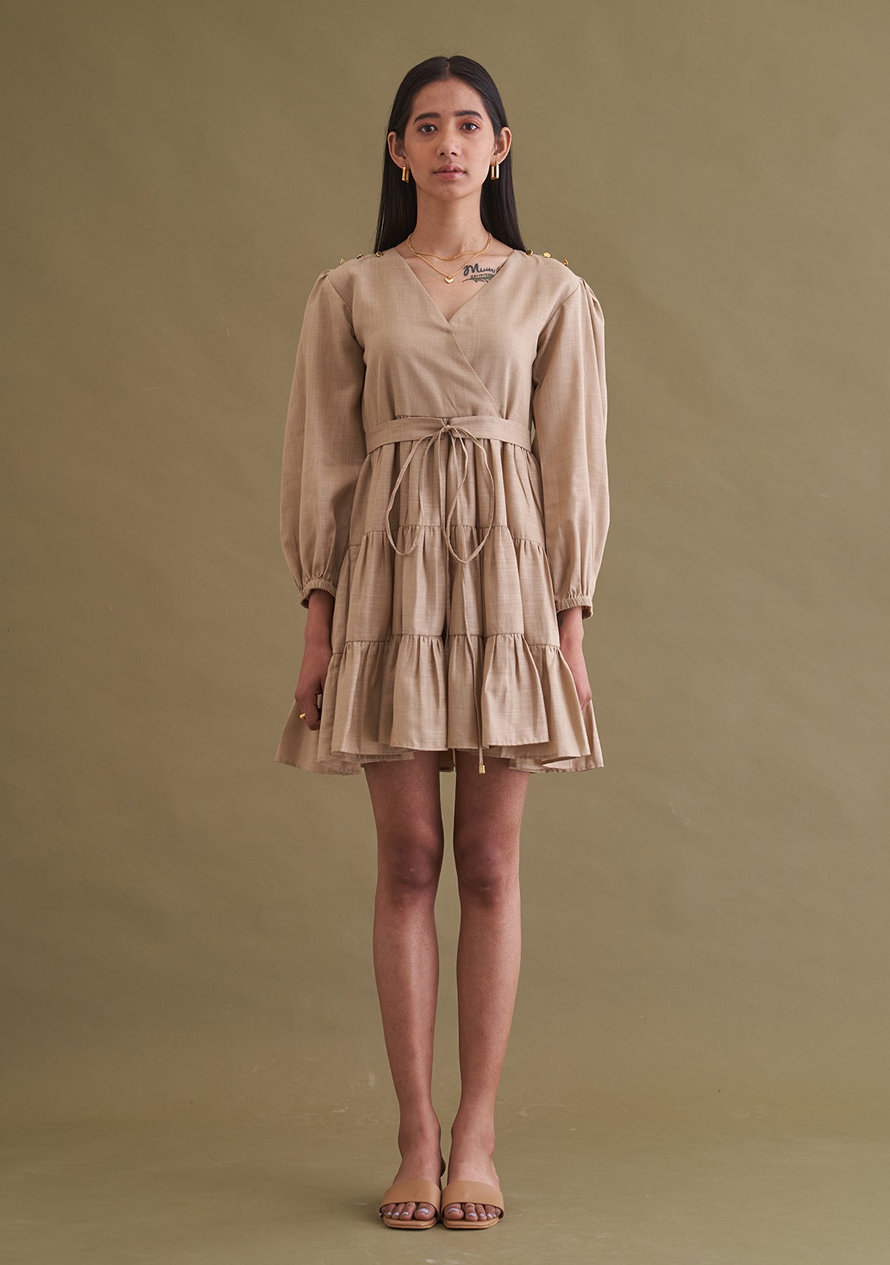 Meher Taluja As seen in our Emma Dress (Beige)