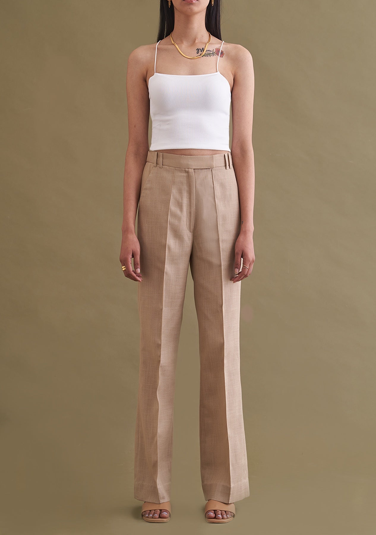 Amoshi Riley Trousers -women dress online- beige Š—– amoshi.in