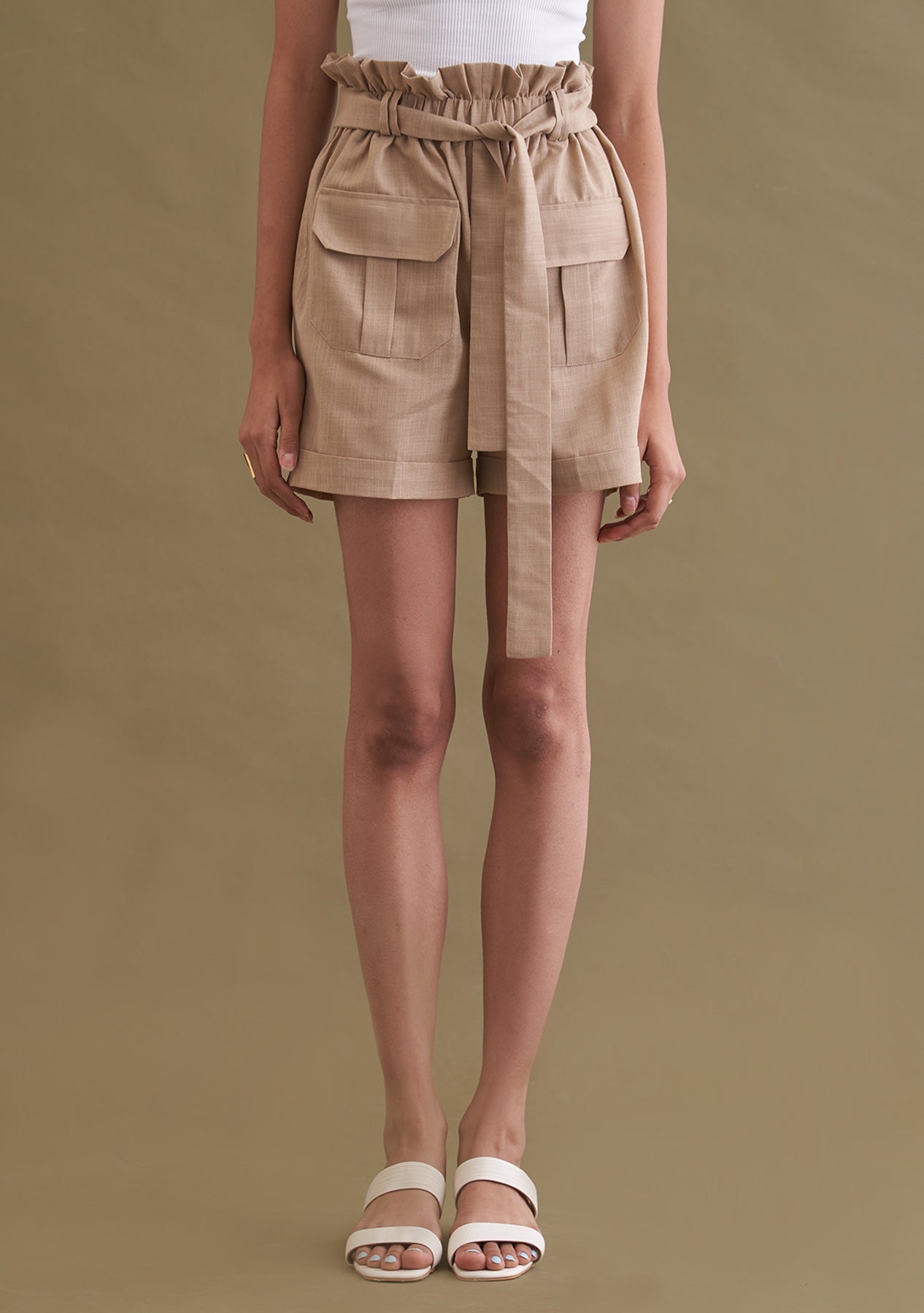 Amoshi Shay Shorts - women dress online- beige Š—– amoshi.in
