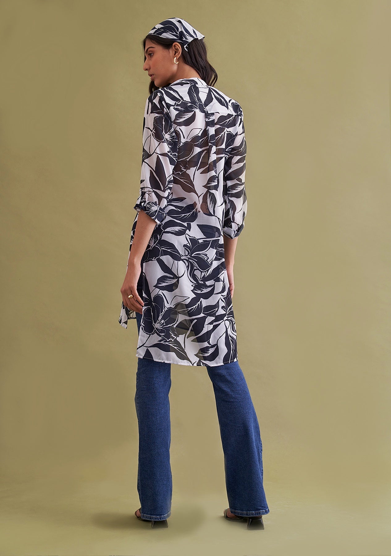 Amoshi Blake Tunic -floral dresses online - black&white Š—– amoshi.in