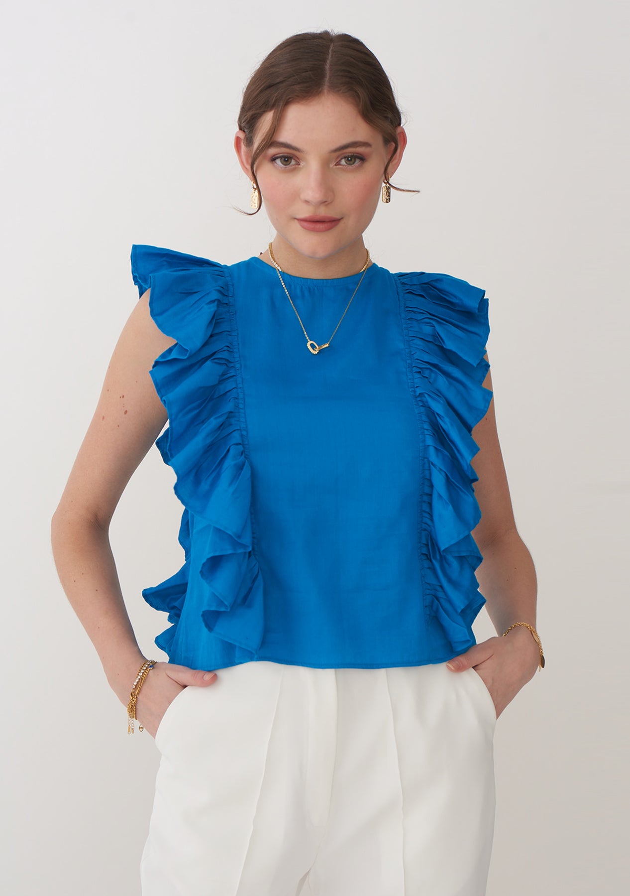 Poppy Sleeveless Top (Blue)