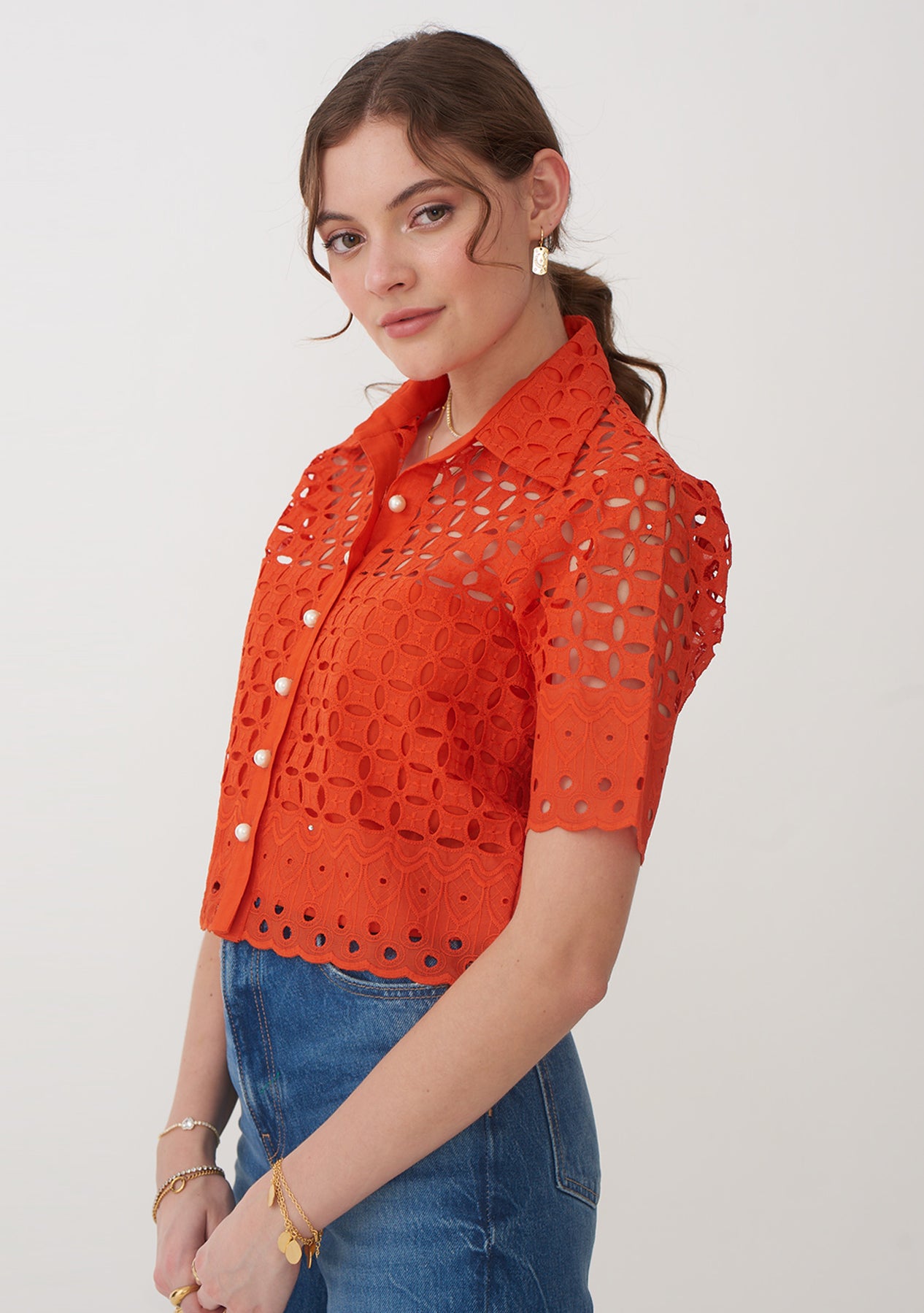 Broderie Shirt (Orange)