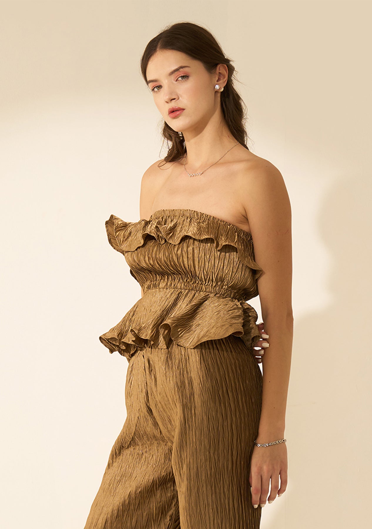 Hera Ruffle Top (Brown)