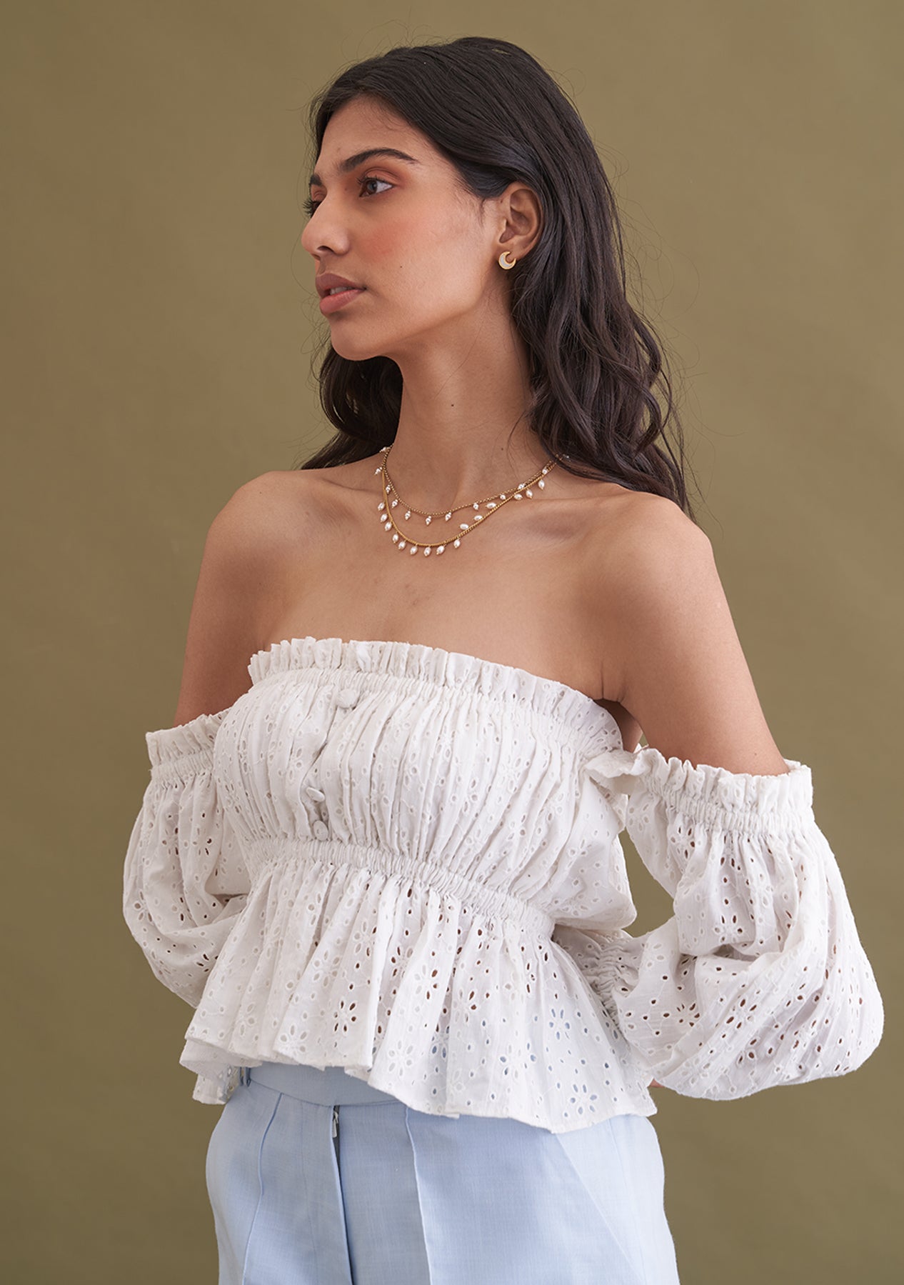 Amoshi Chika Crop Top - party wear - white Š—– amoshi.in