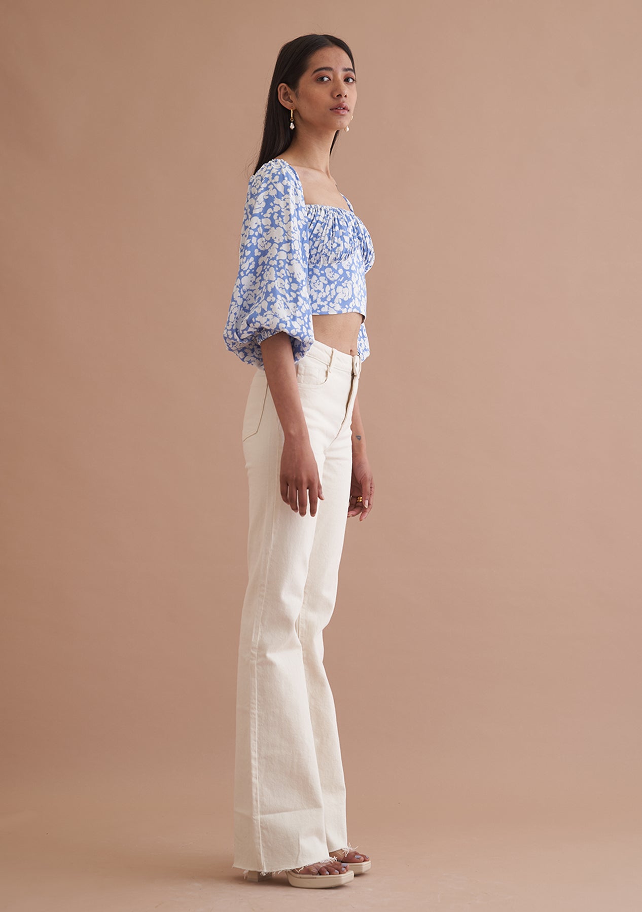Amoshi Claudia Crop Top - party wear - blue&white Š—– amoshi.in