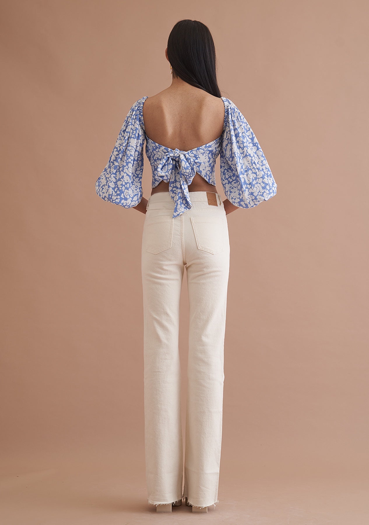 Amoshi Claudia Crop Top - party wear - blue&white Š—– amoshi.in