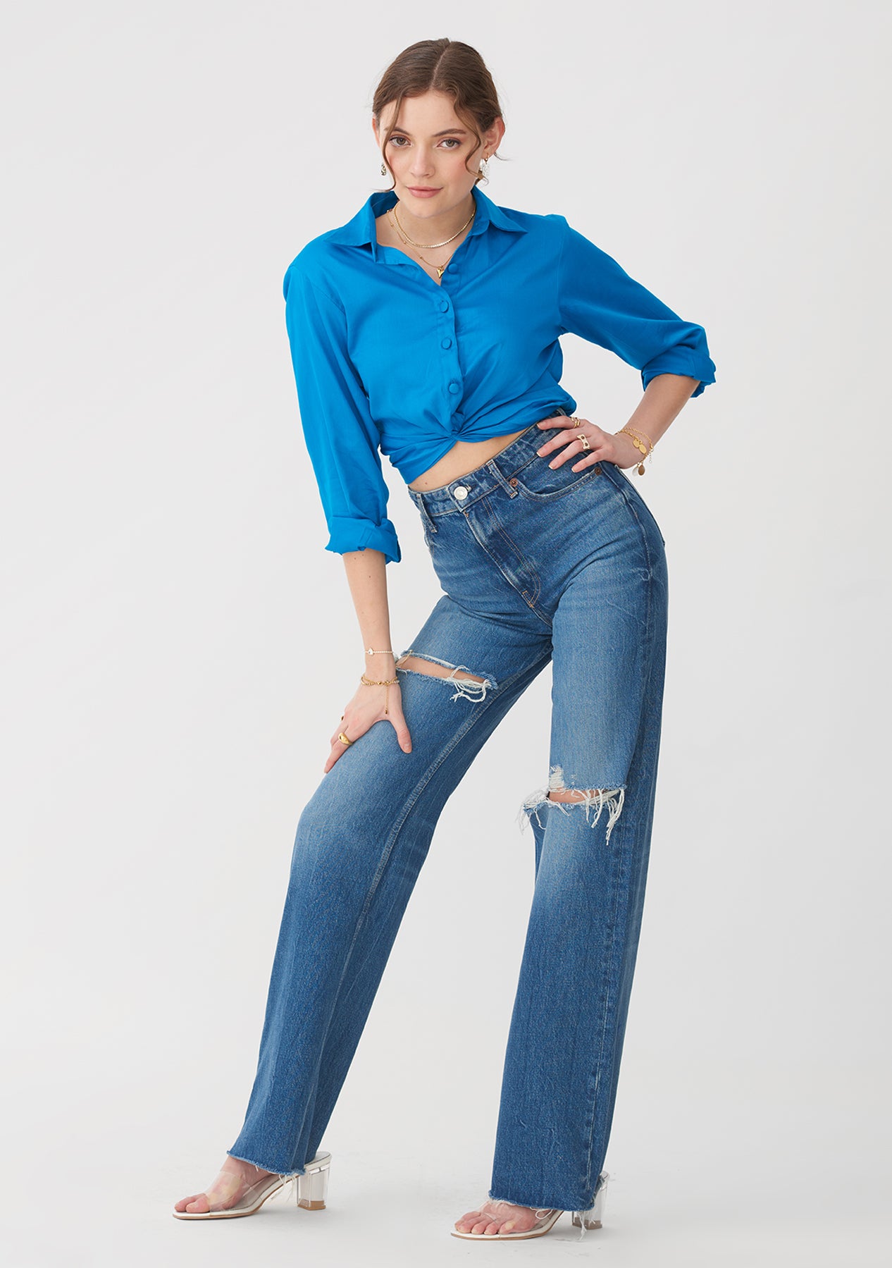 Crop Knot Shirt (Blue)