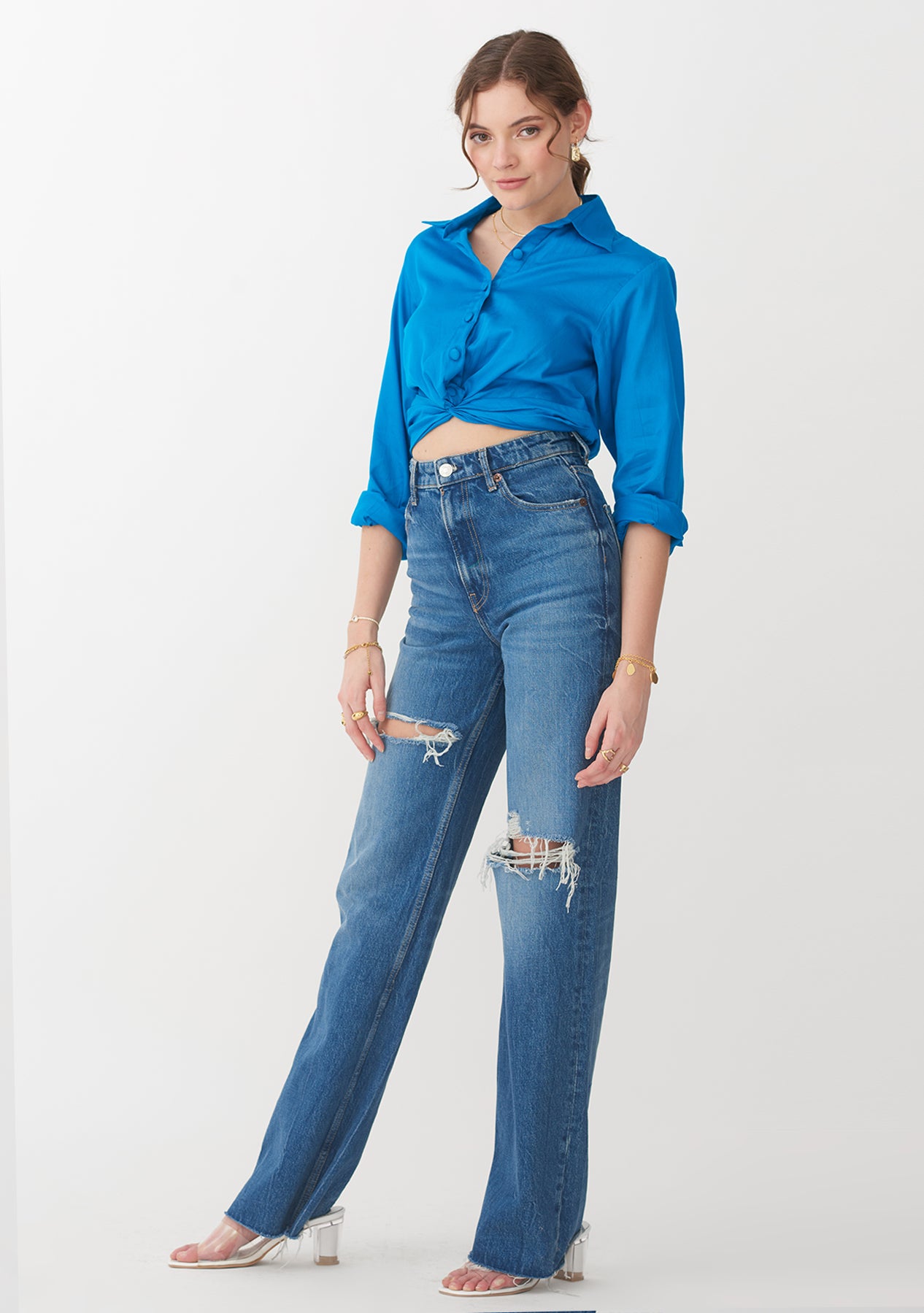 Crop Knot Shirt (Blue)
