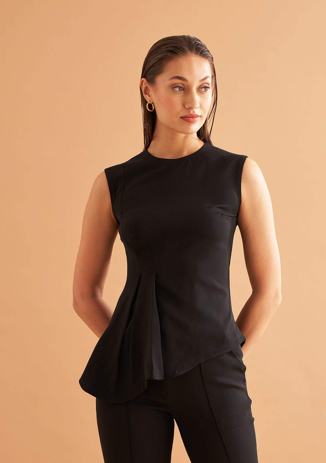 Hayley Co-ord Set-Amoshi-Draped coord with sleeveless top