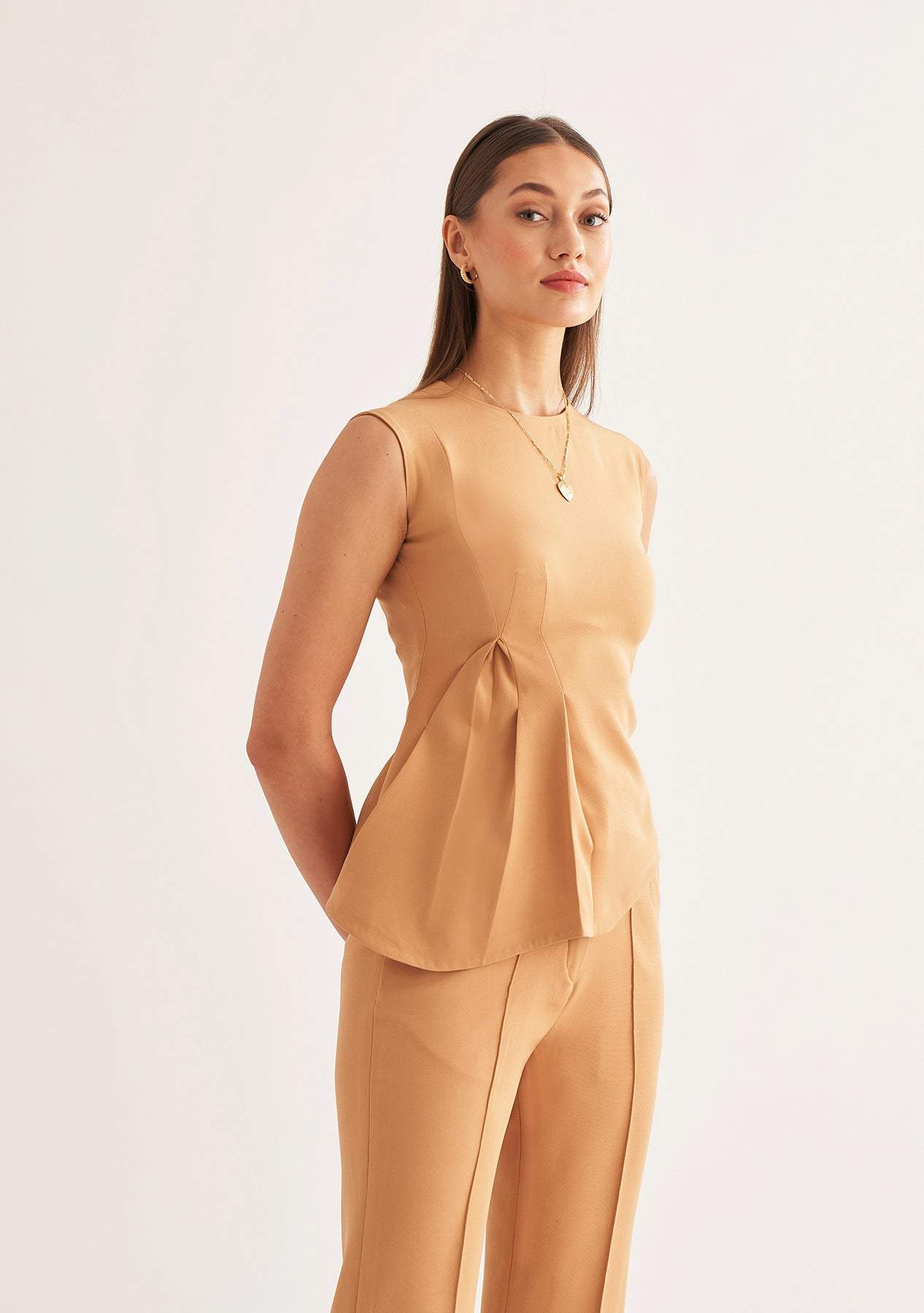 Hayley Co-ord Set-Amoshi-Draped coord with sleeveless top