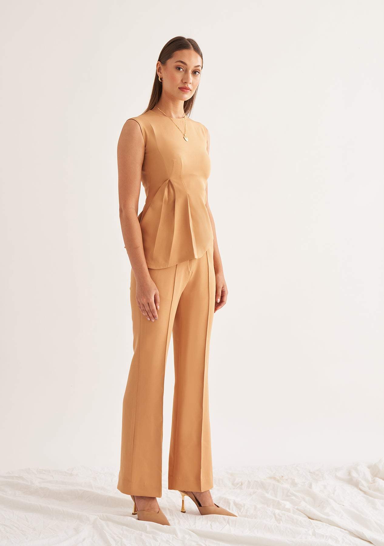 Hayley Co-ord Set-Amoshi-Draped coord with sleeveless top