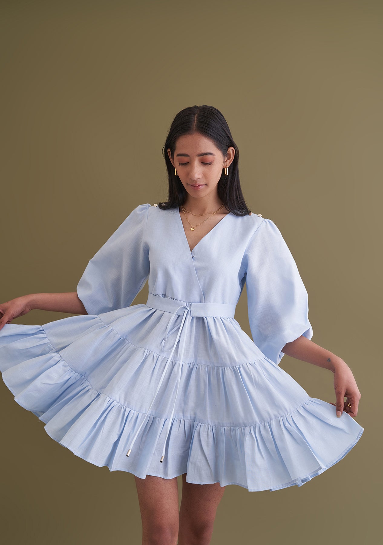 Emma Dress (Powder Blue) as seen on Aashna Hegde