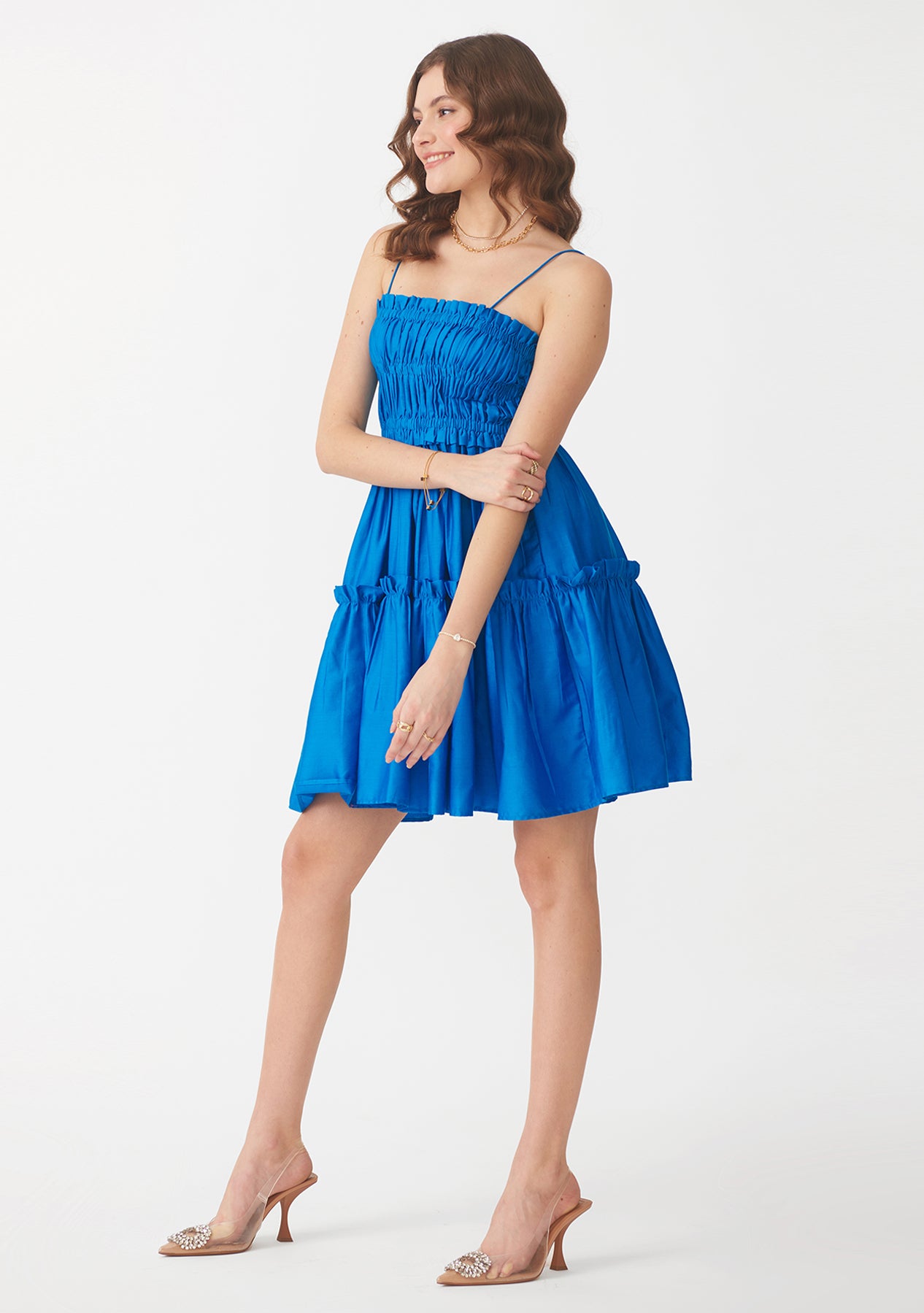 Dita Dress with detachable sleeves (Blue)