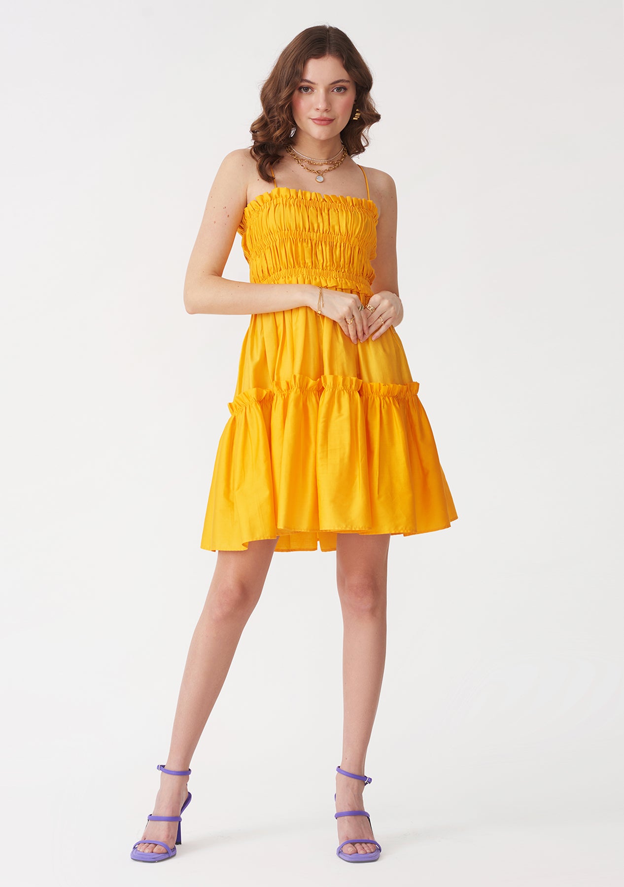 Dita Dress with detachable sleeves (Yellow)