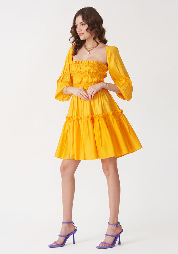 Dita Dress with detachable sleeves (Yellow)