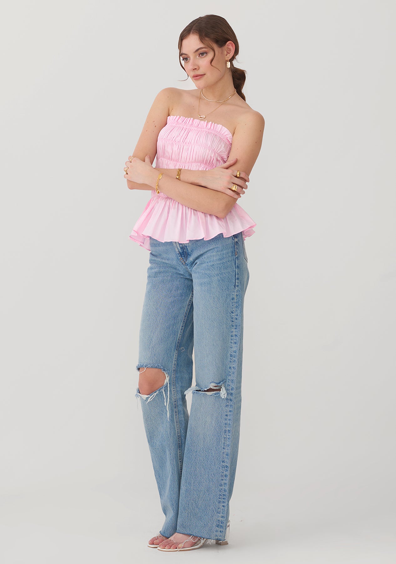 Love Pep Top with detachable sleeves (Pink)