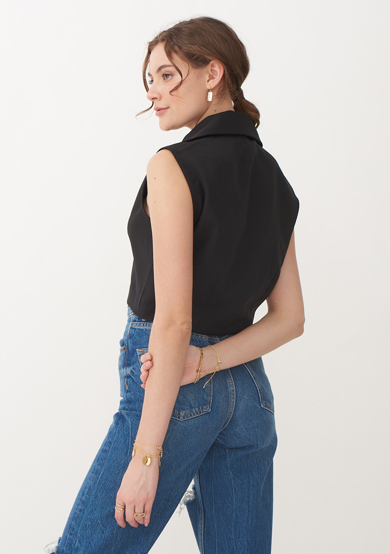 Olivia Waistcoat Top (Black)