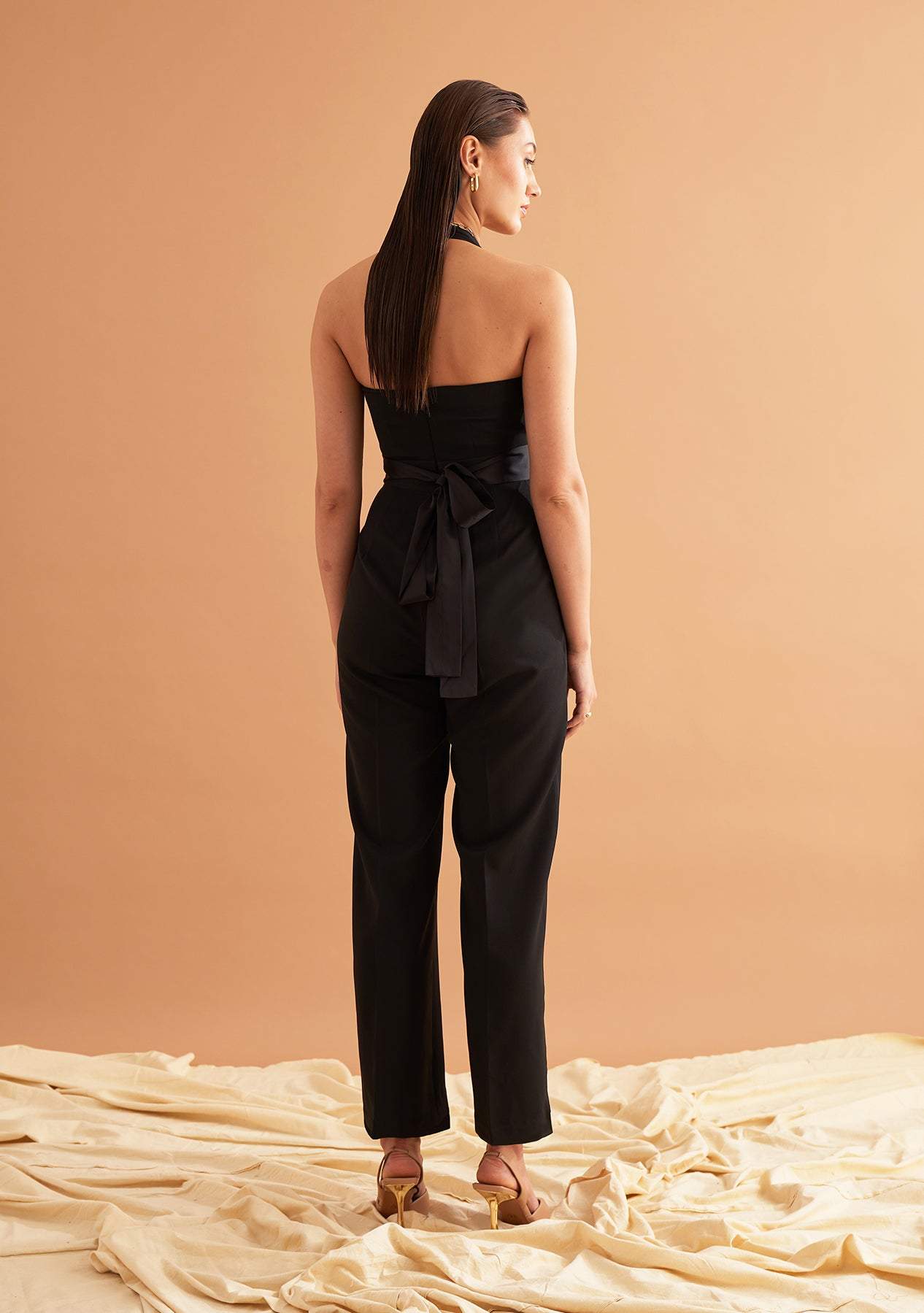 Peaches Jumpsuit-Amoshi-Front hand pleated jumpsuit