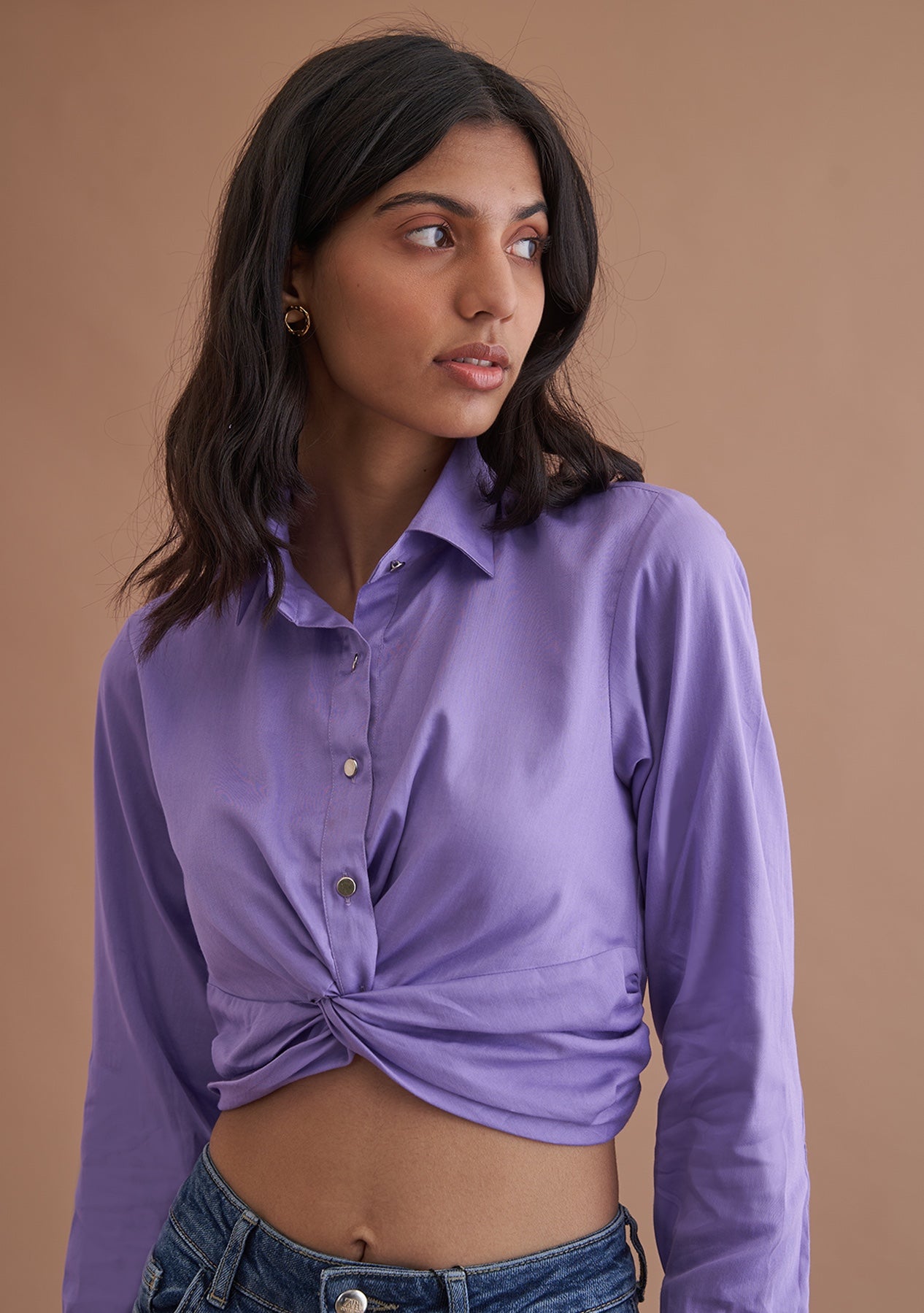Amoshi Peri Crop Knot Shirt Š—– tops party wear - peri - amoshi.in