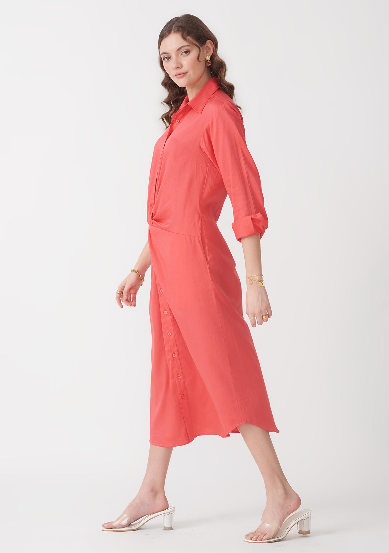 Mimi Midi Dress (Vermilion)