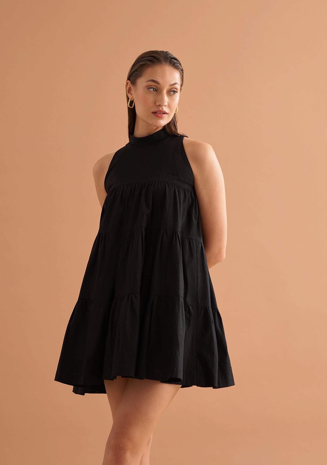 Tyra Dress-Amoshi-Tiered halter neck dress