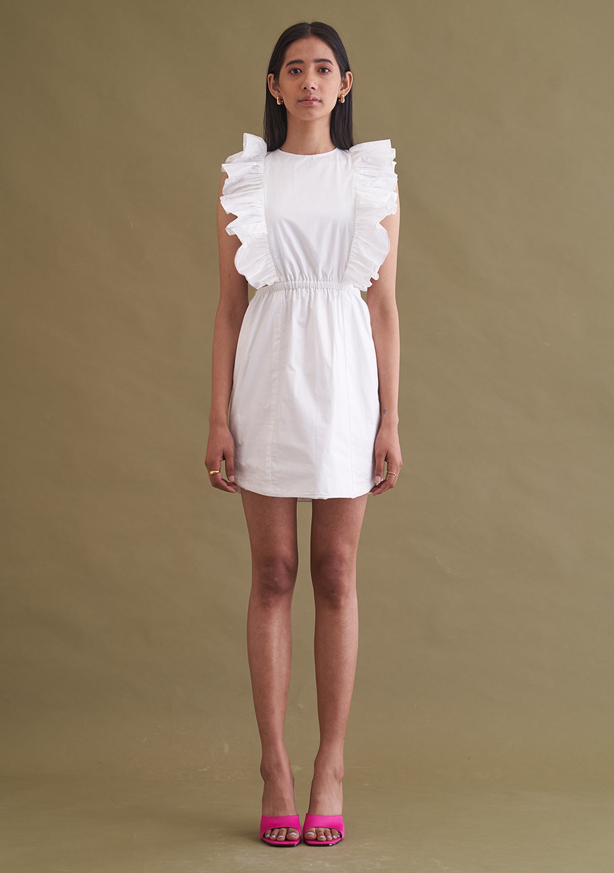 Poppy Mini Dress (White) as seen on Ishita Chopraa